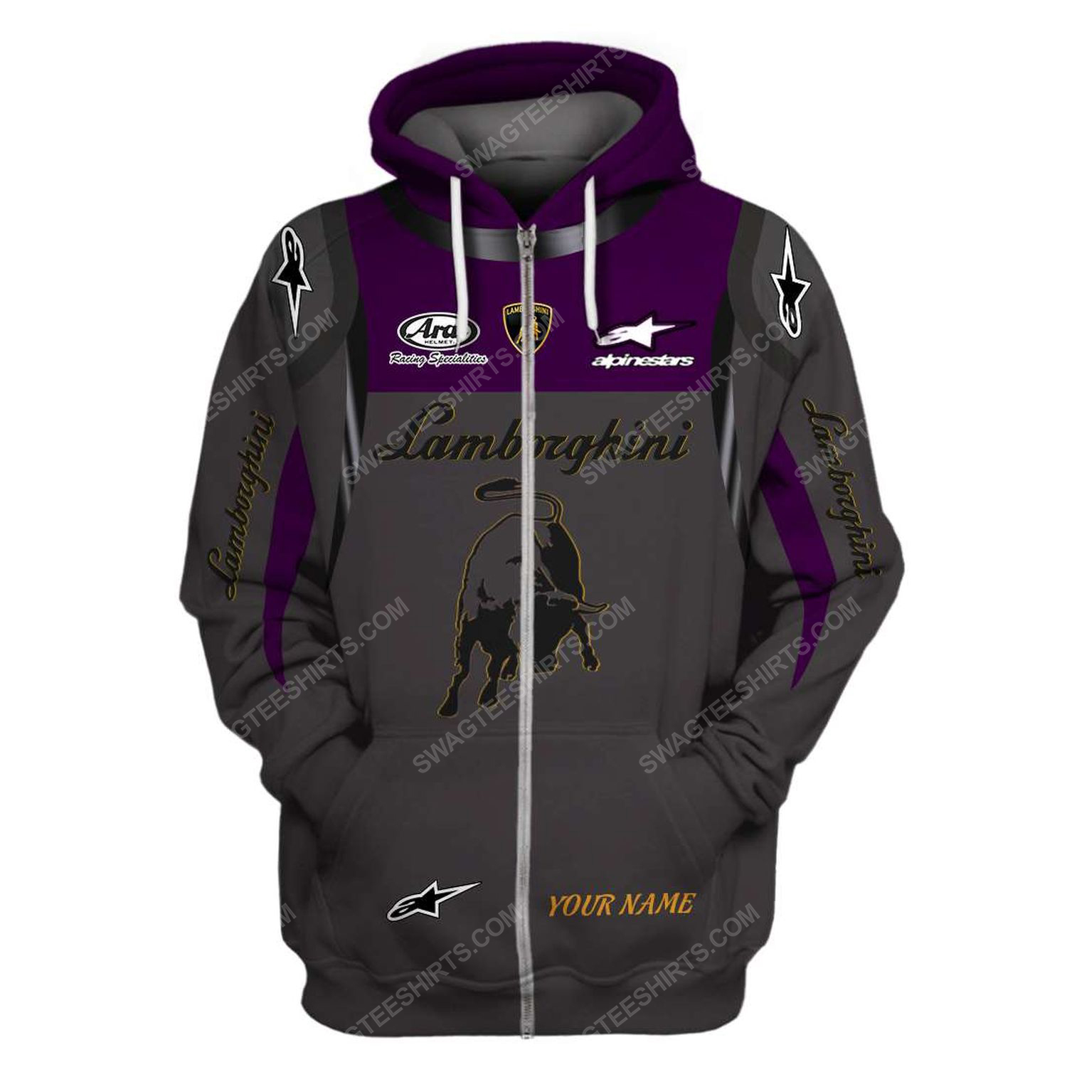 Custom lamborghini squadra corse racing team motorsport full printing zip hoodie