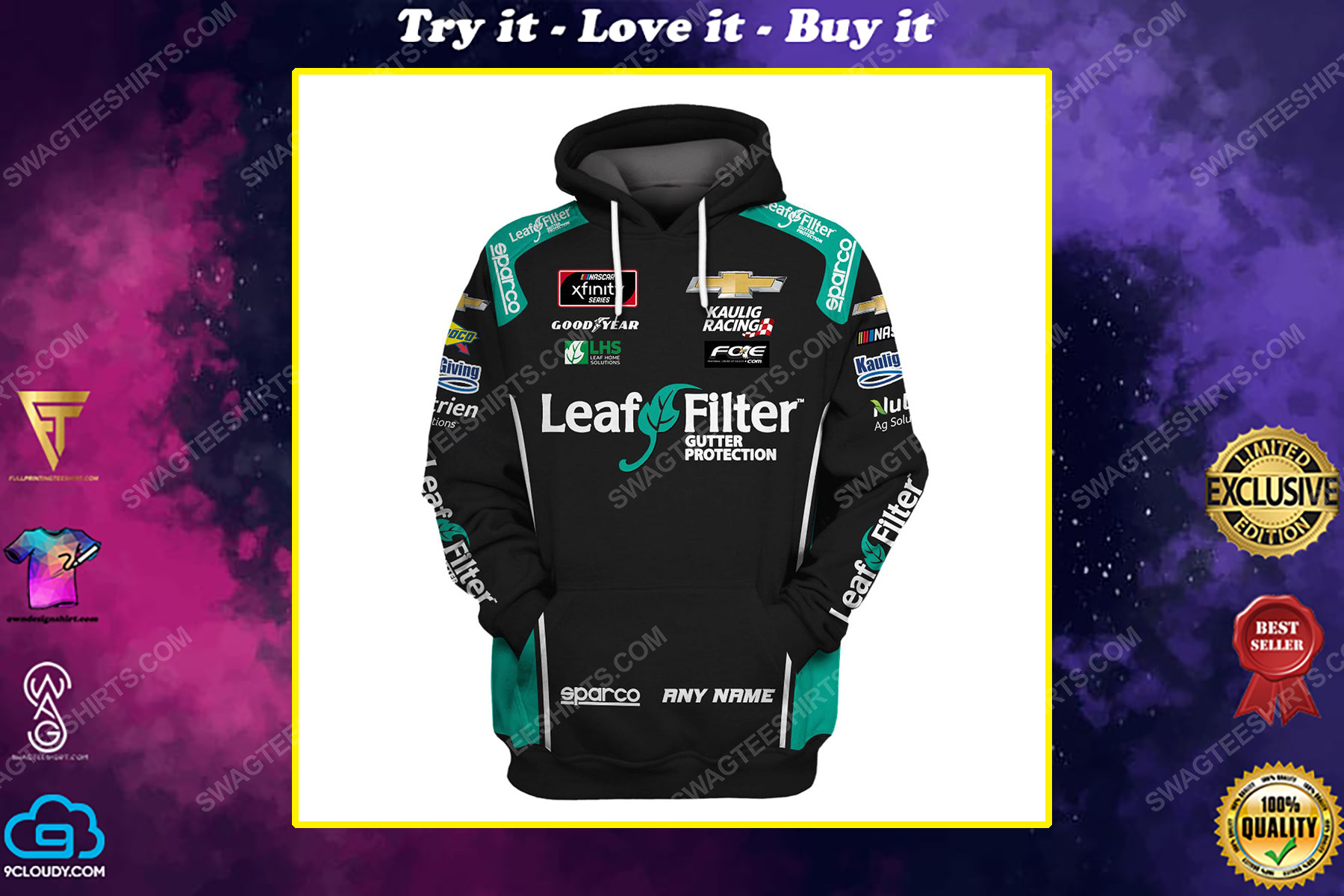Custom leaffilter gutter protection racing team motorsport full printing shirt