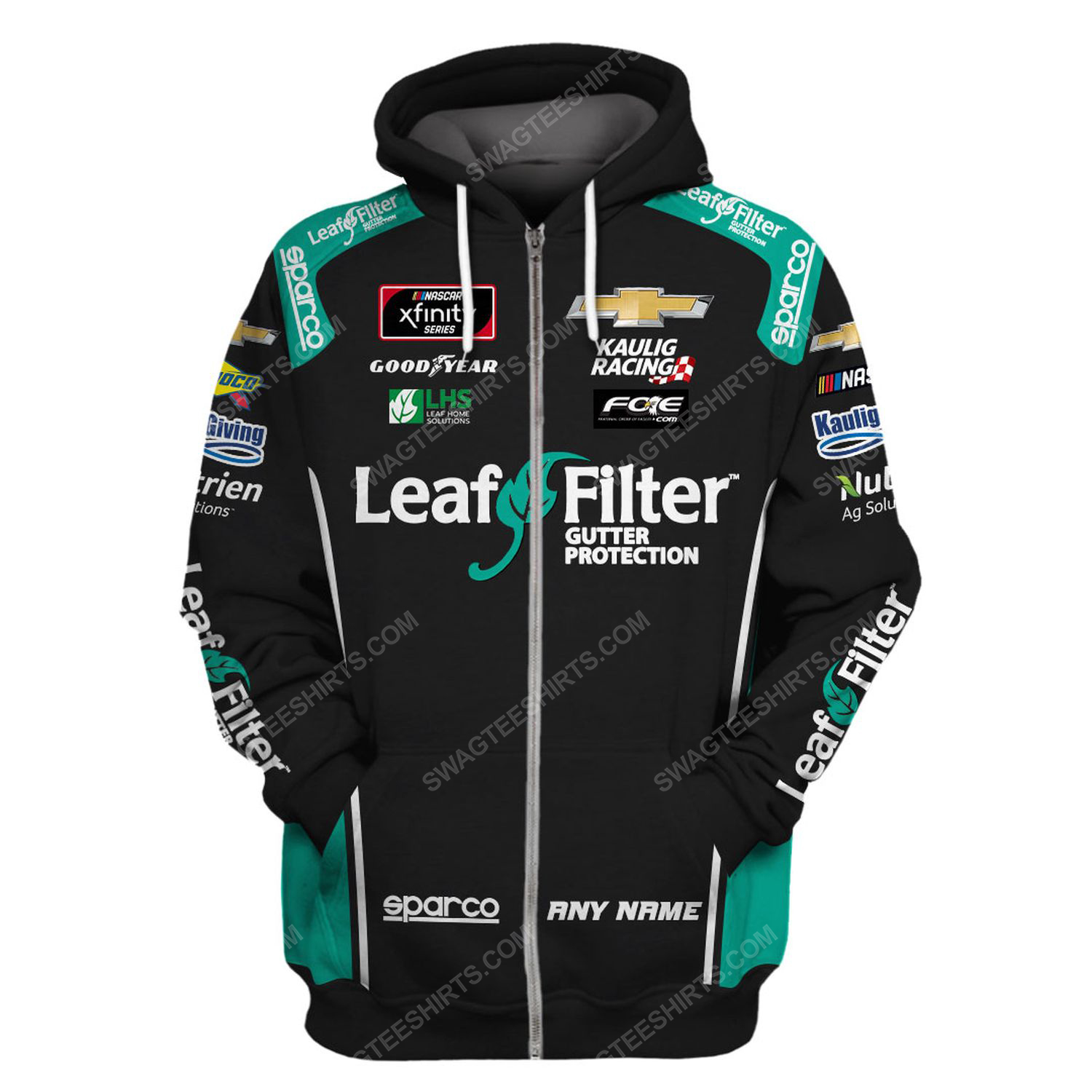 Custom leaffilter gutter protection racing team motorsport full printing zip hoodie