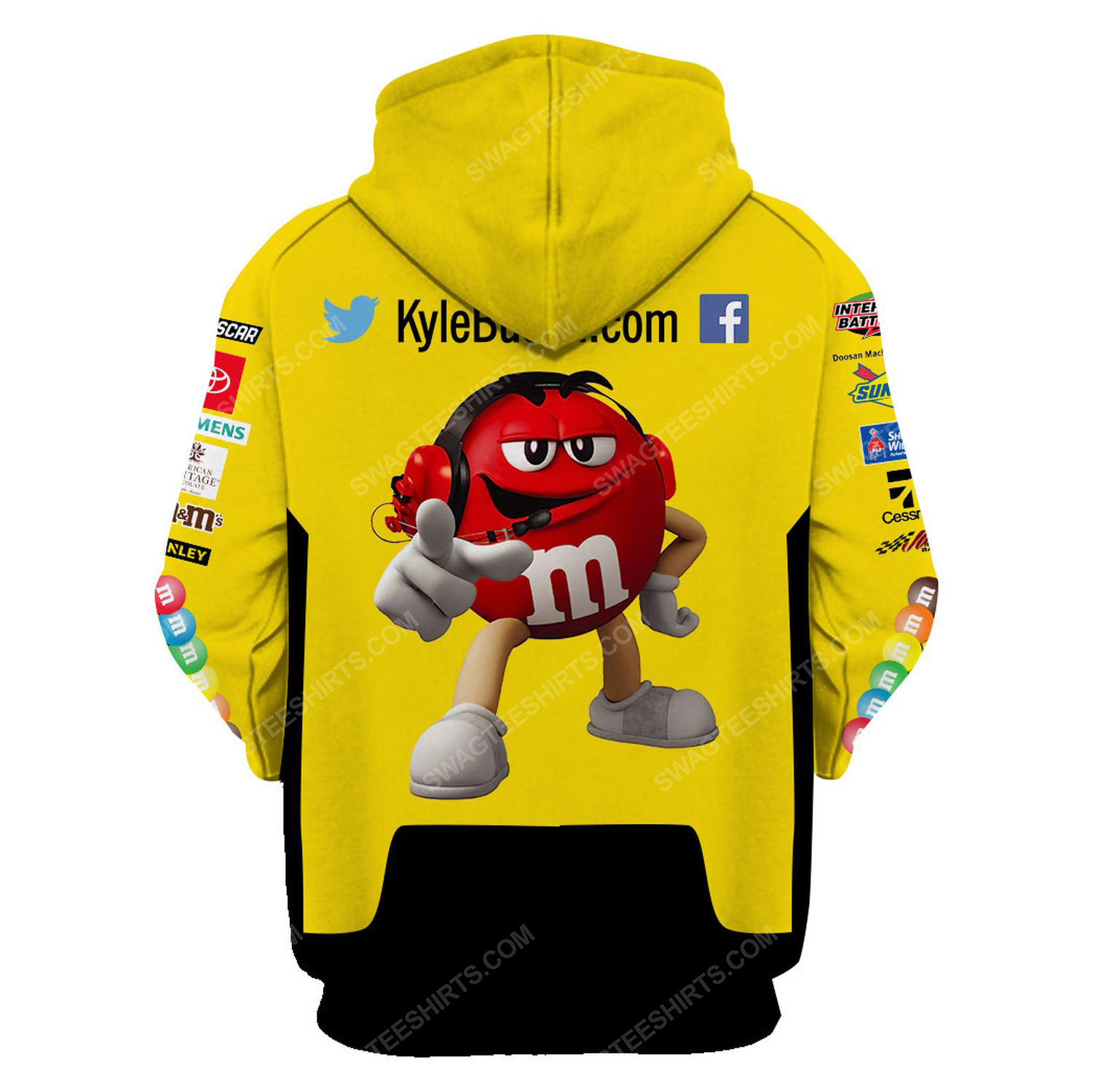 Custom m and m nascar racing team motorsport full printing hoodie - back