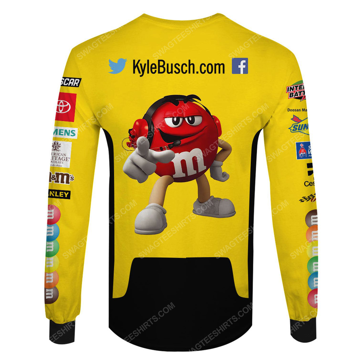 Custom m and m nascar racing team motorsport full printing sweatshirt - back