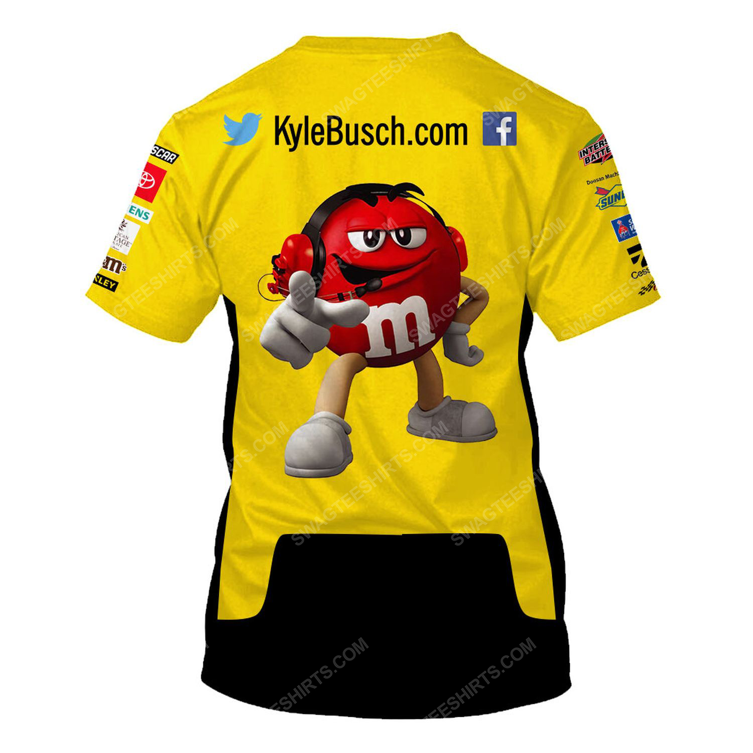 Custom m and m nascar racing team motorsport full printing tshirt - back