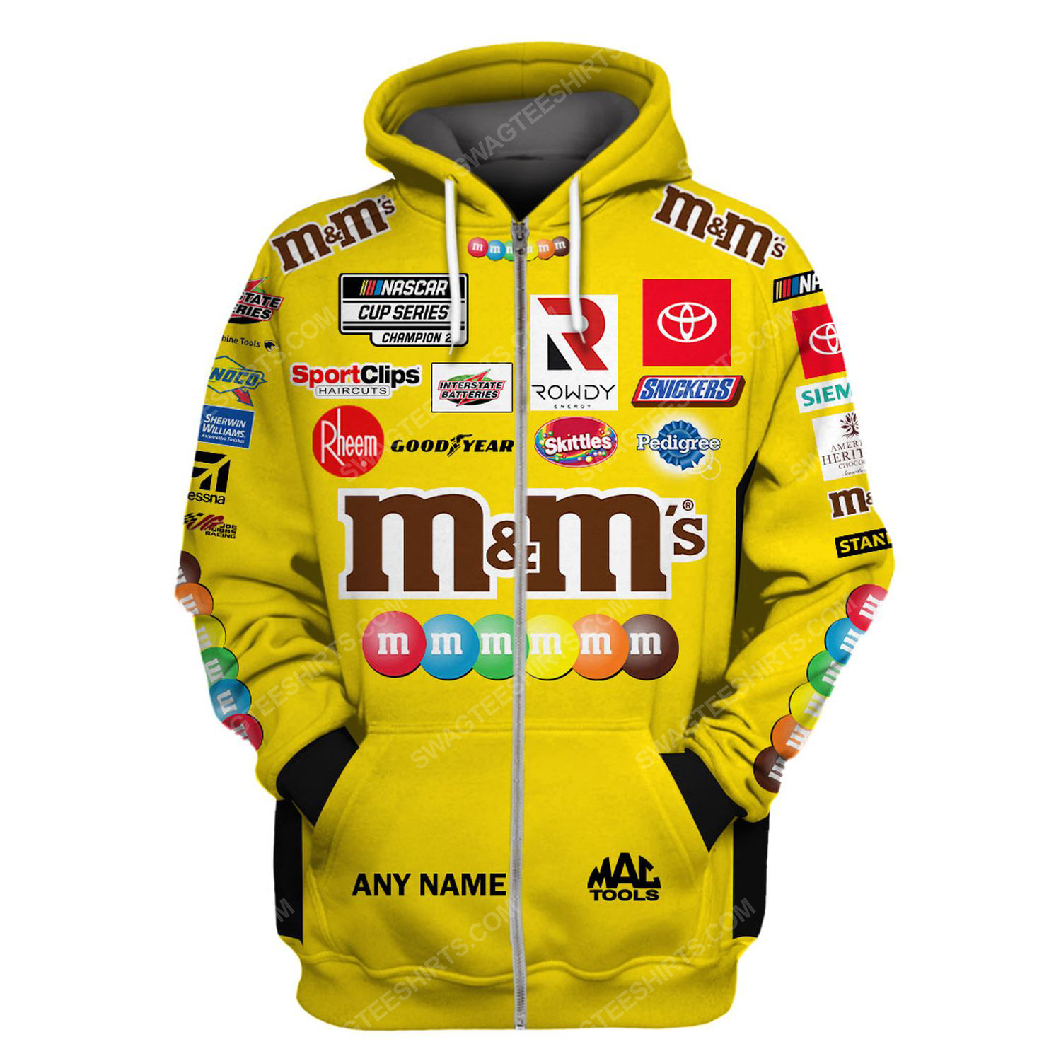 Custom m and m nascar racing team motorsport full printing zip hoodie
