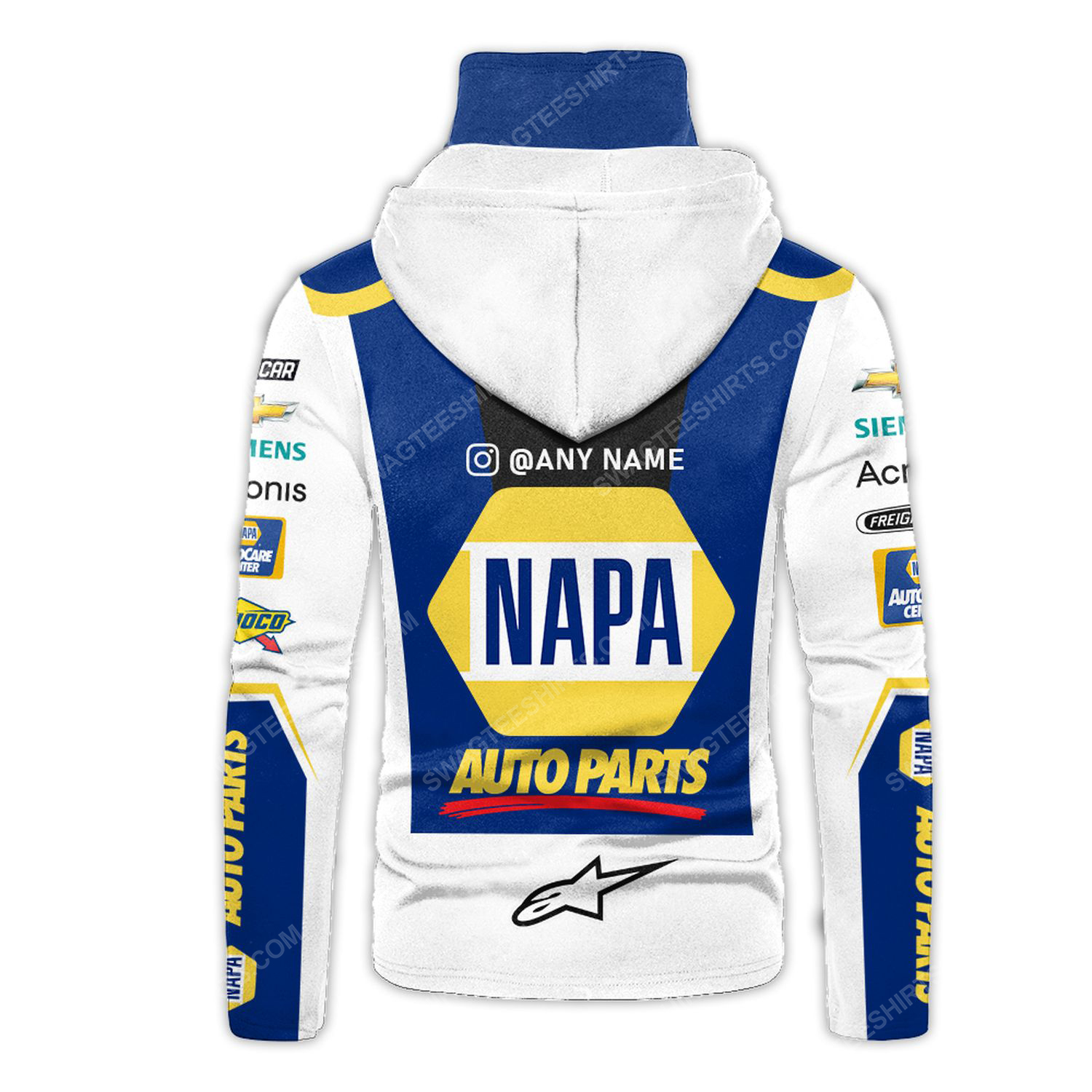 Custom napa auto parts racing team motorsport full printing hoodie mask - back