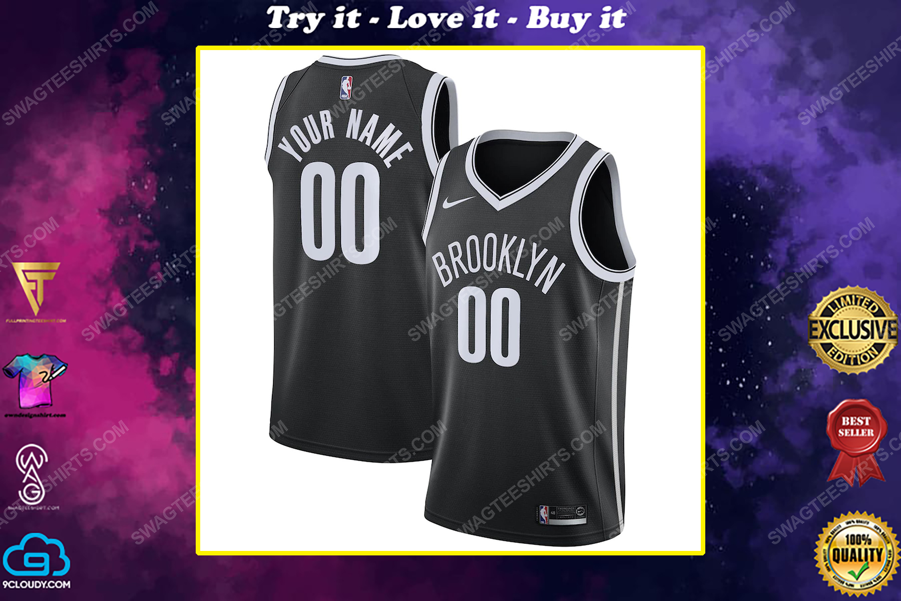 NBA Basketball Wifey Nets Jersey - Black