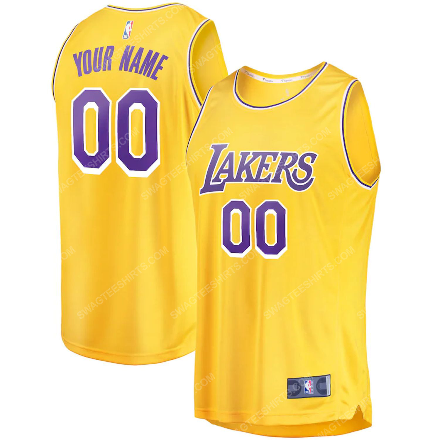 Custom nba los angeles lakers team basketball jersey-gold-icon edition