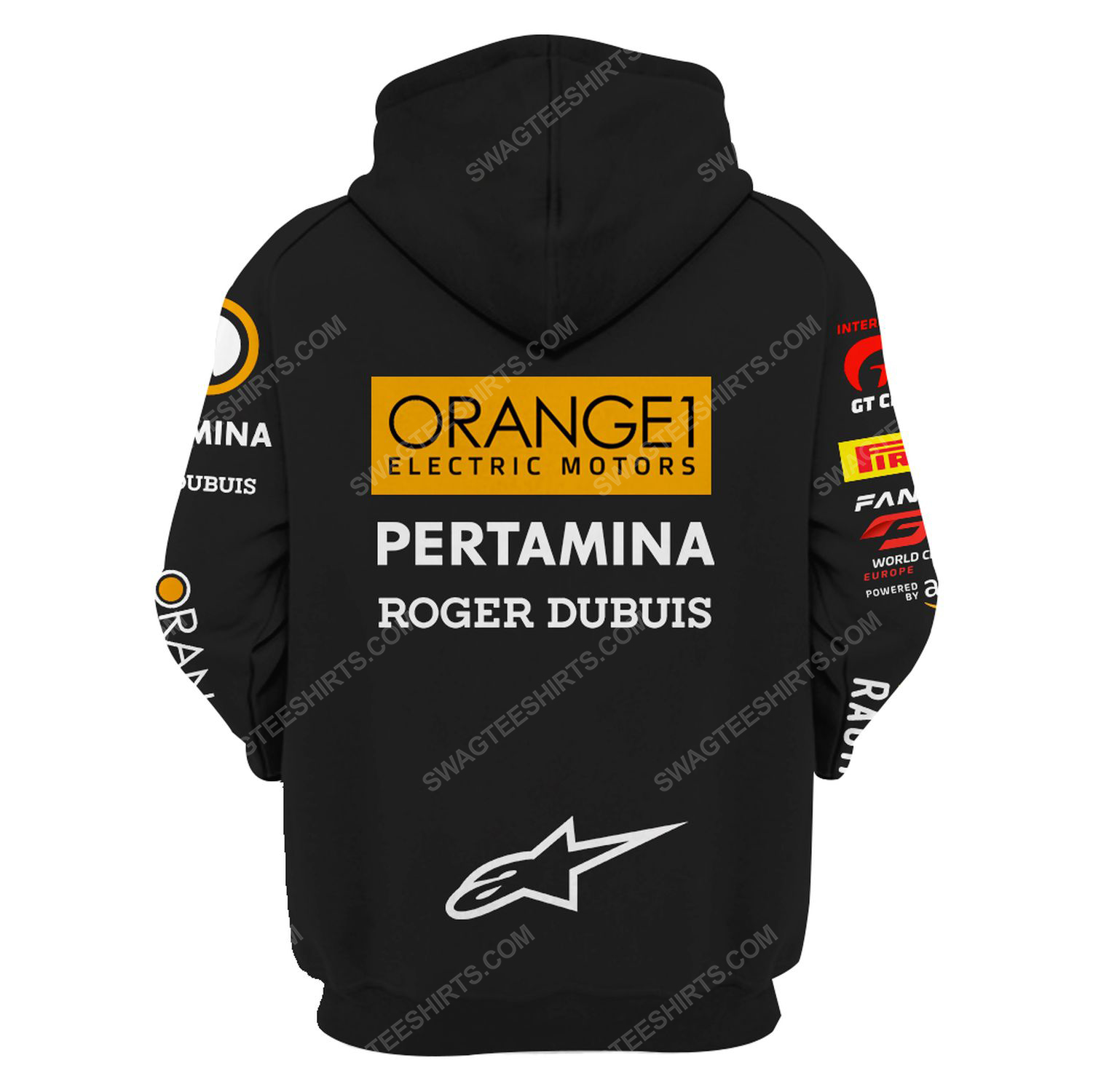 Custom orange electric motors racing team motorsport full printing hoodie - back