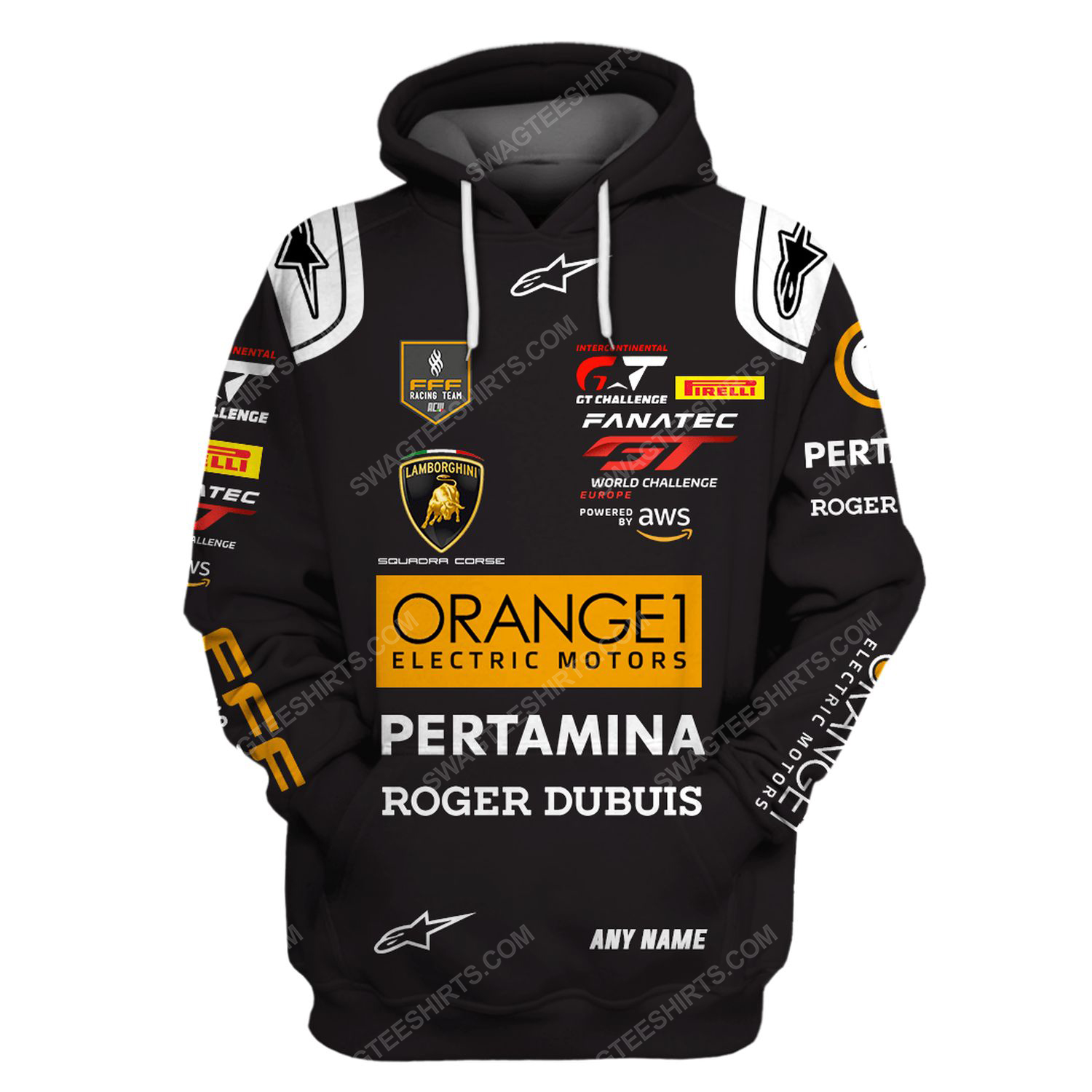 Custom orange electric motors racing team motorsport full printing hoodie