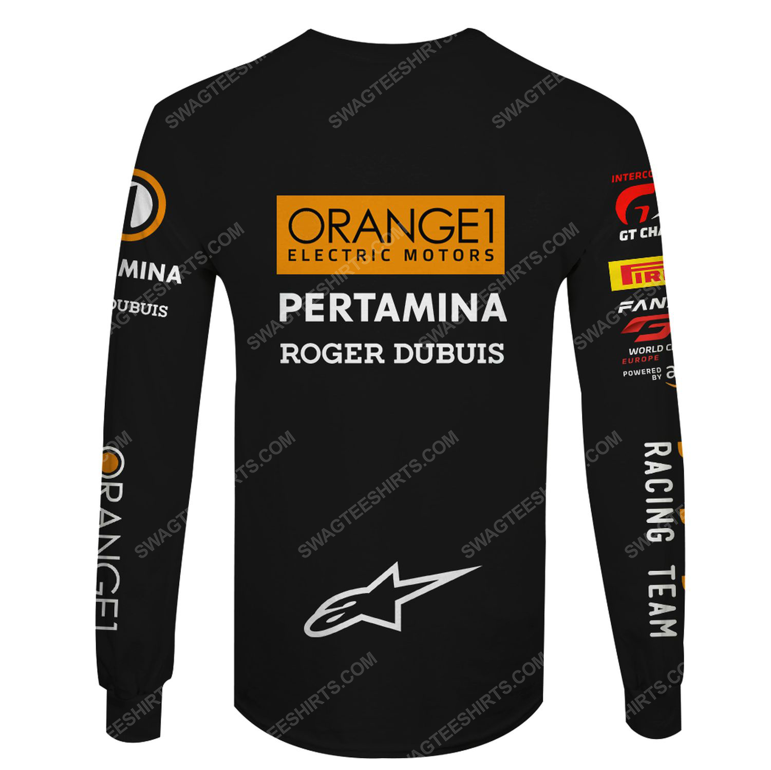 Custom orange electric motors racing team motorsport full printing sweatshirt - back
