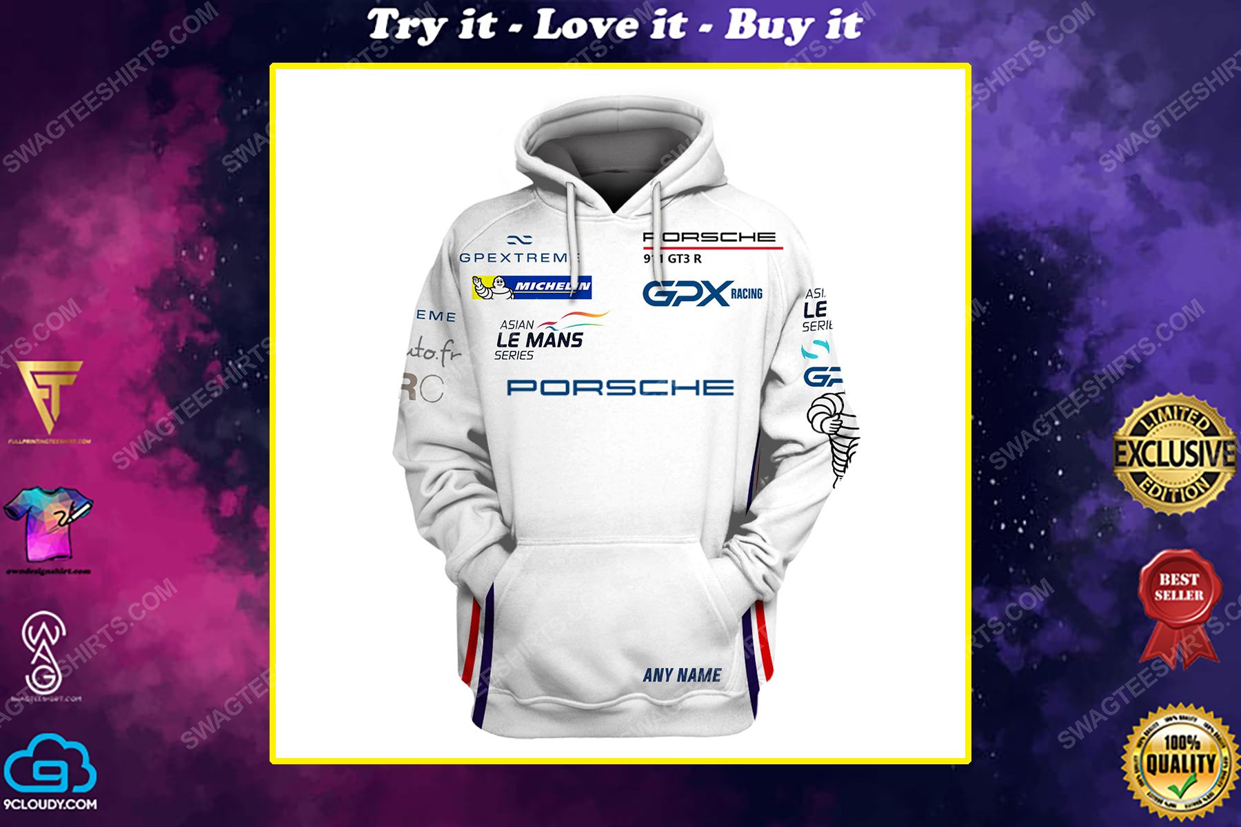Custom porsche racing team motorsport full printing shirt