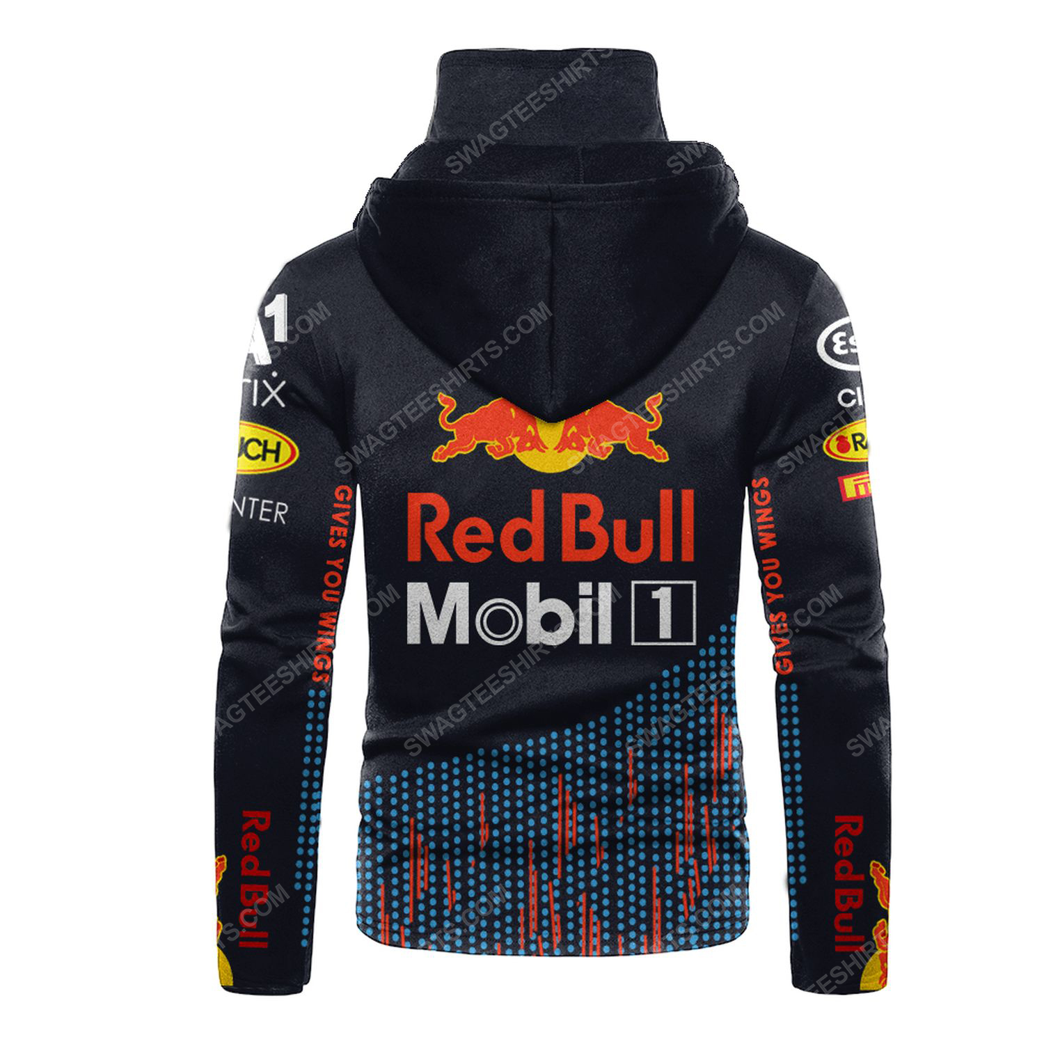 Custom red bull honda racing team motorsport full printing hoodie mask - back