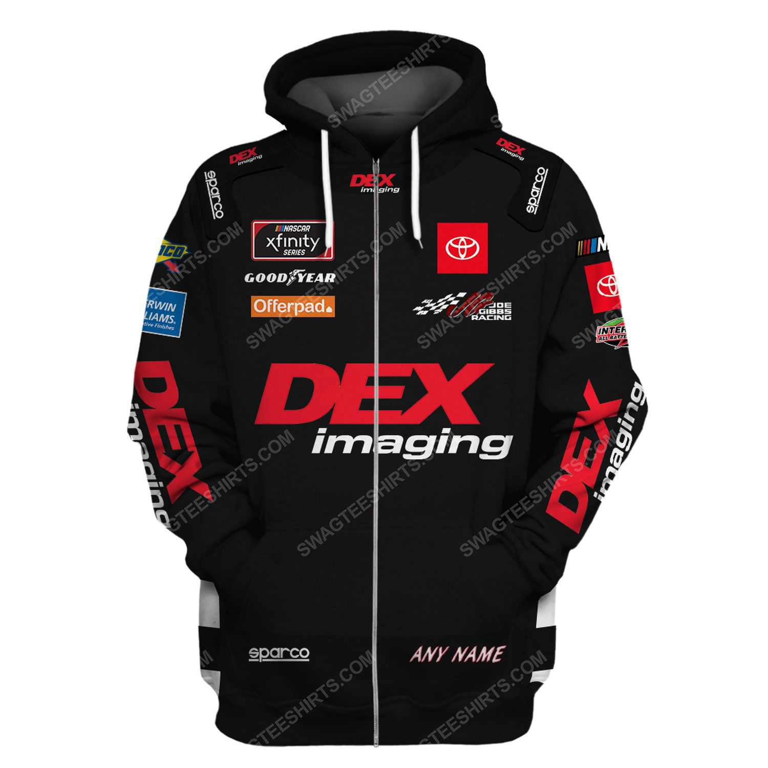 Custom the dex racing team motorsport full printing zip hoodie