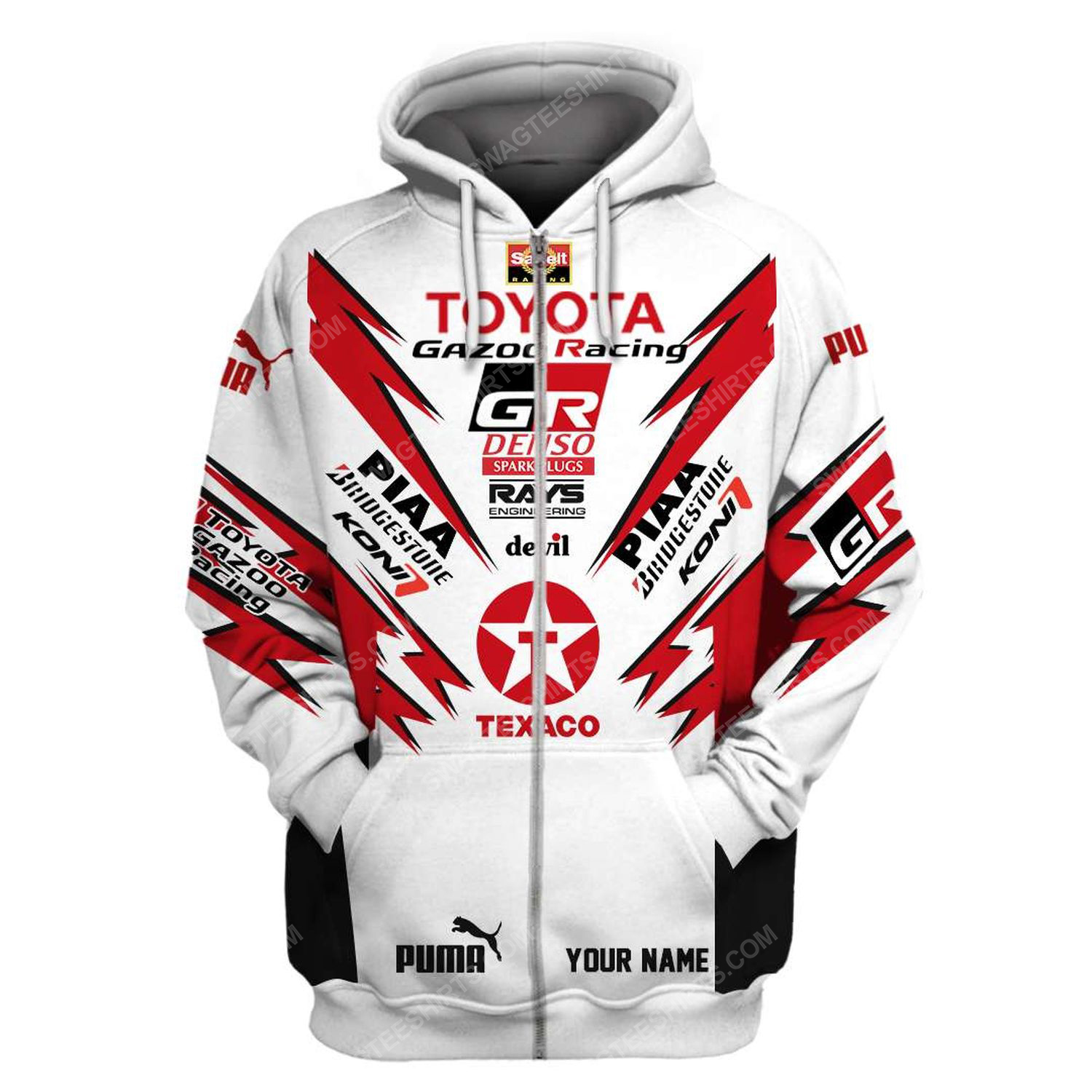 Custom toyota gazoo racing team motorsport full printing zip hoodie