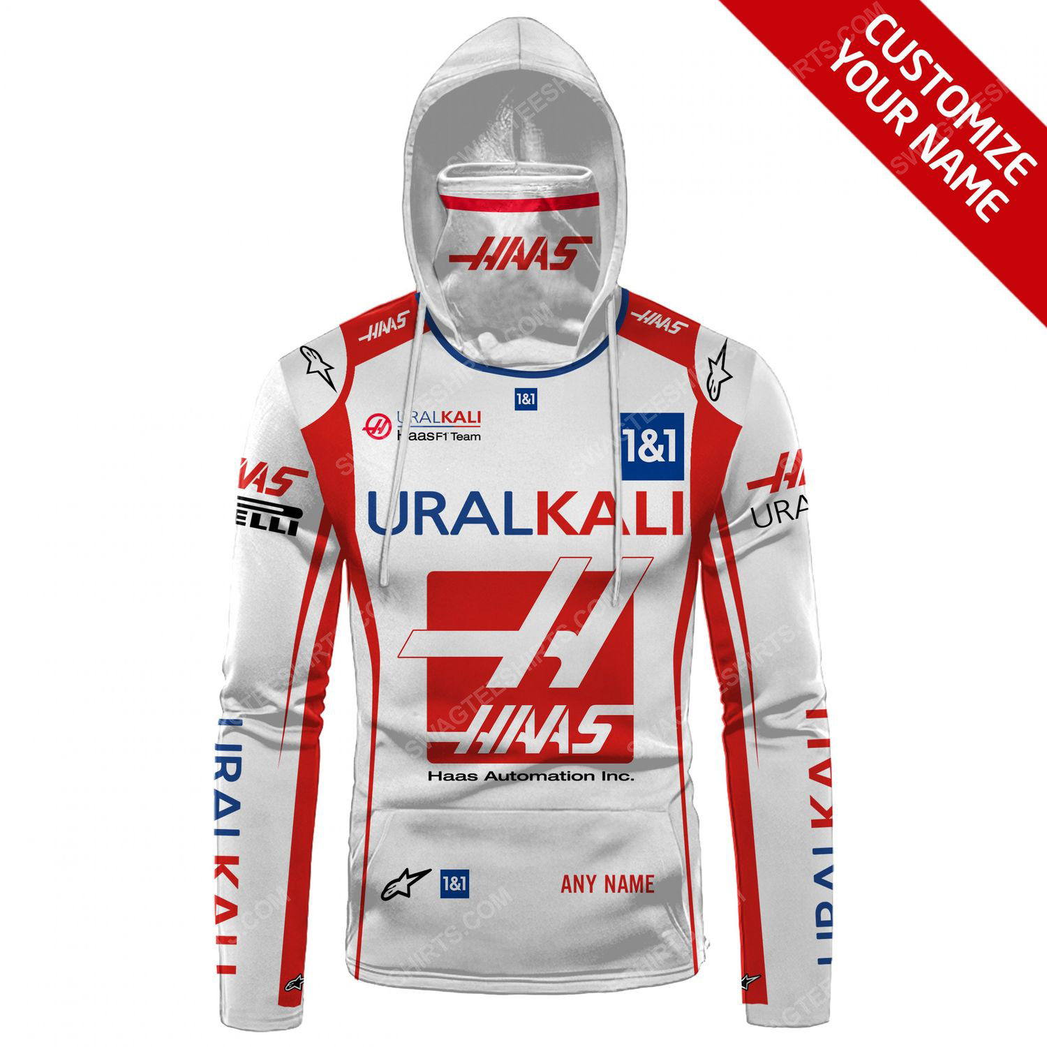 Custom uralkali racing team motorsport full printing hoodie mask