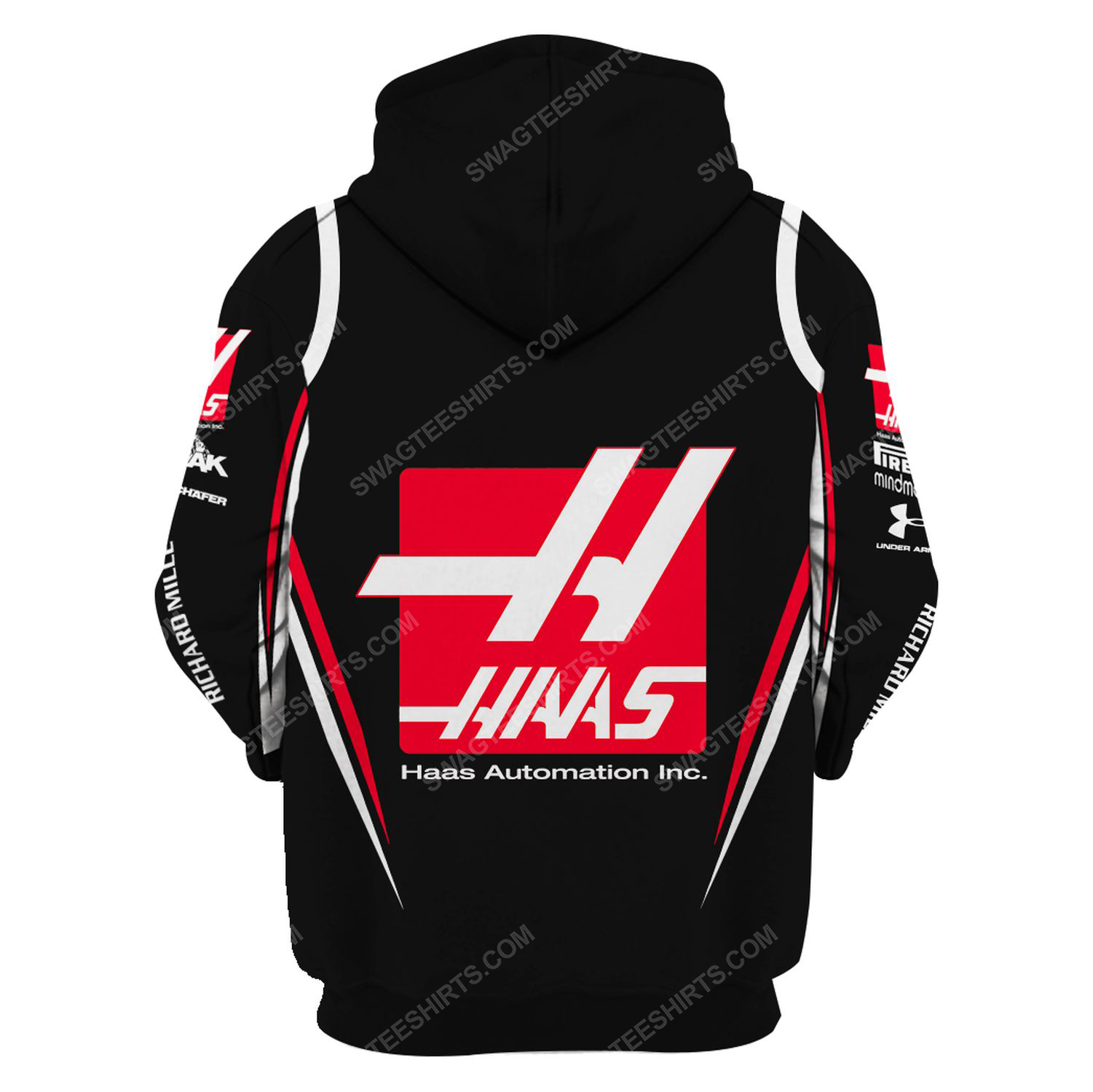 Haas automation inc racing team motorsport full printing hoodie - back