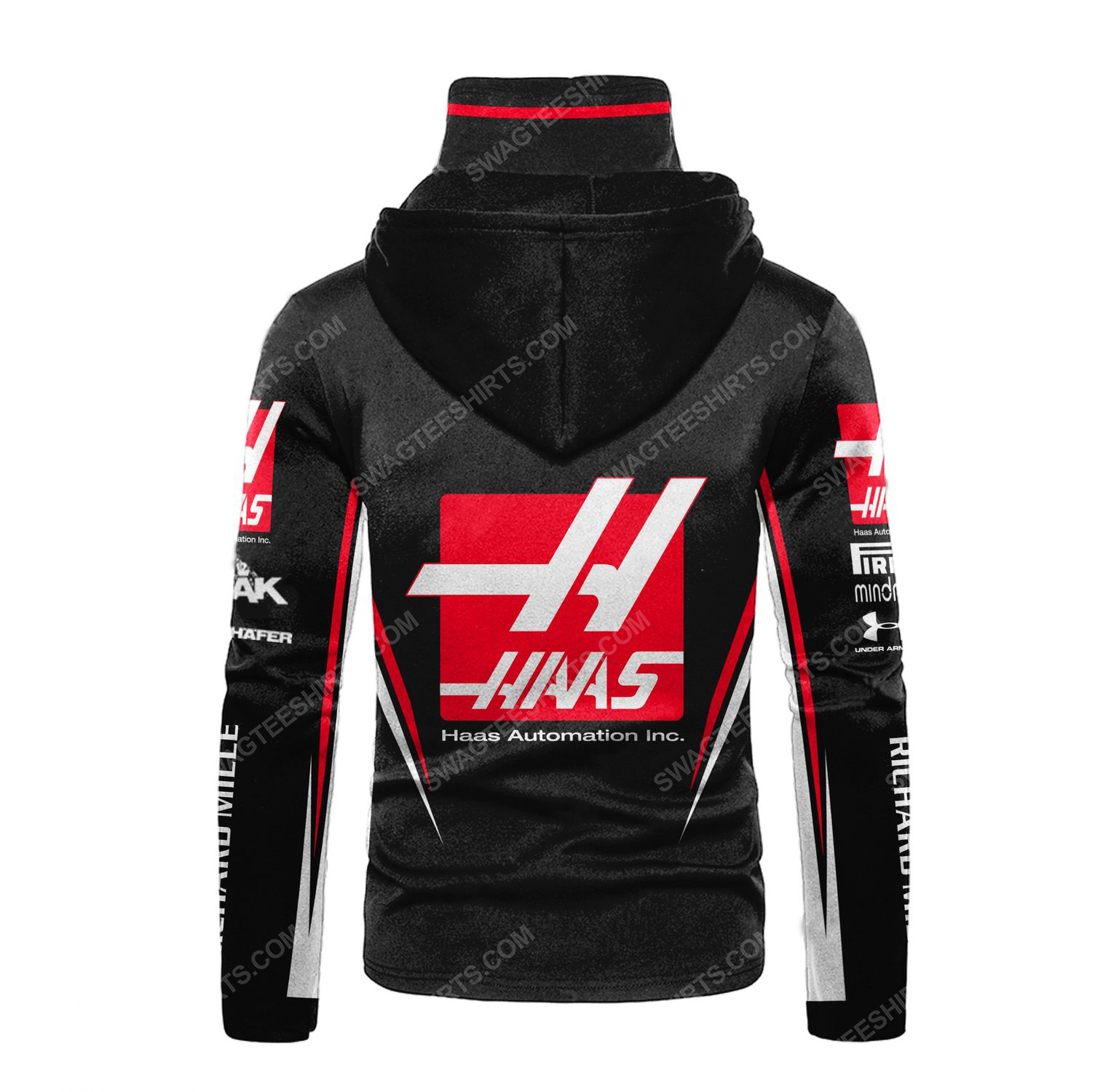Haas automation inc racing team motorsport full printing hoodie mask - back