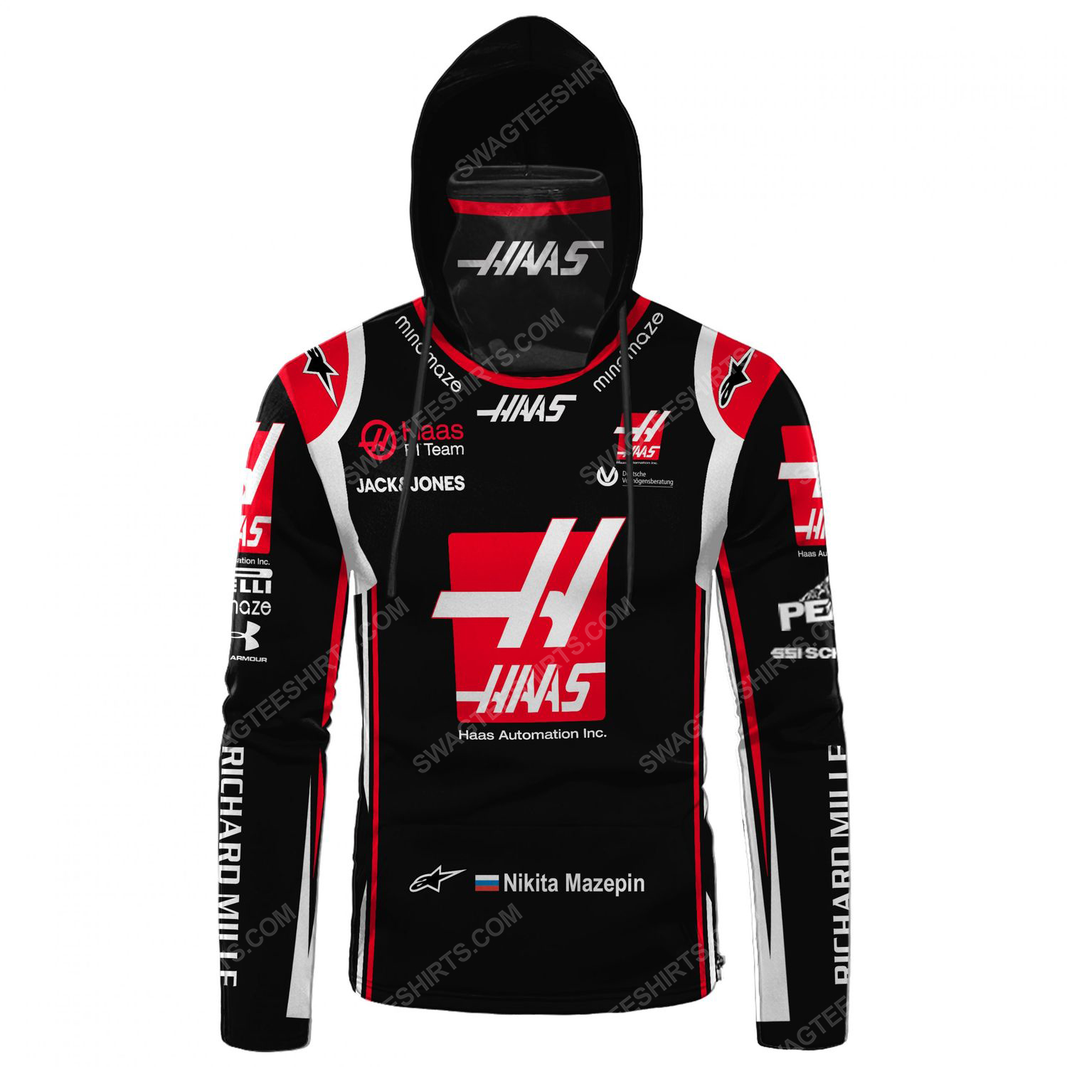Haas automation inc racing team motorsport full printing hoodie mask
