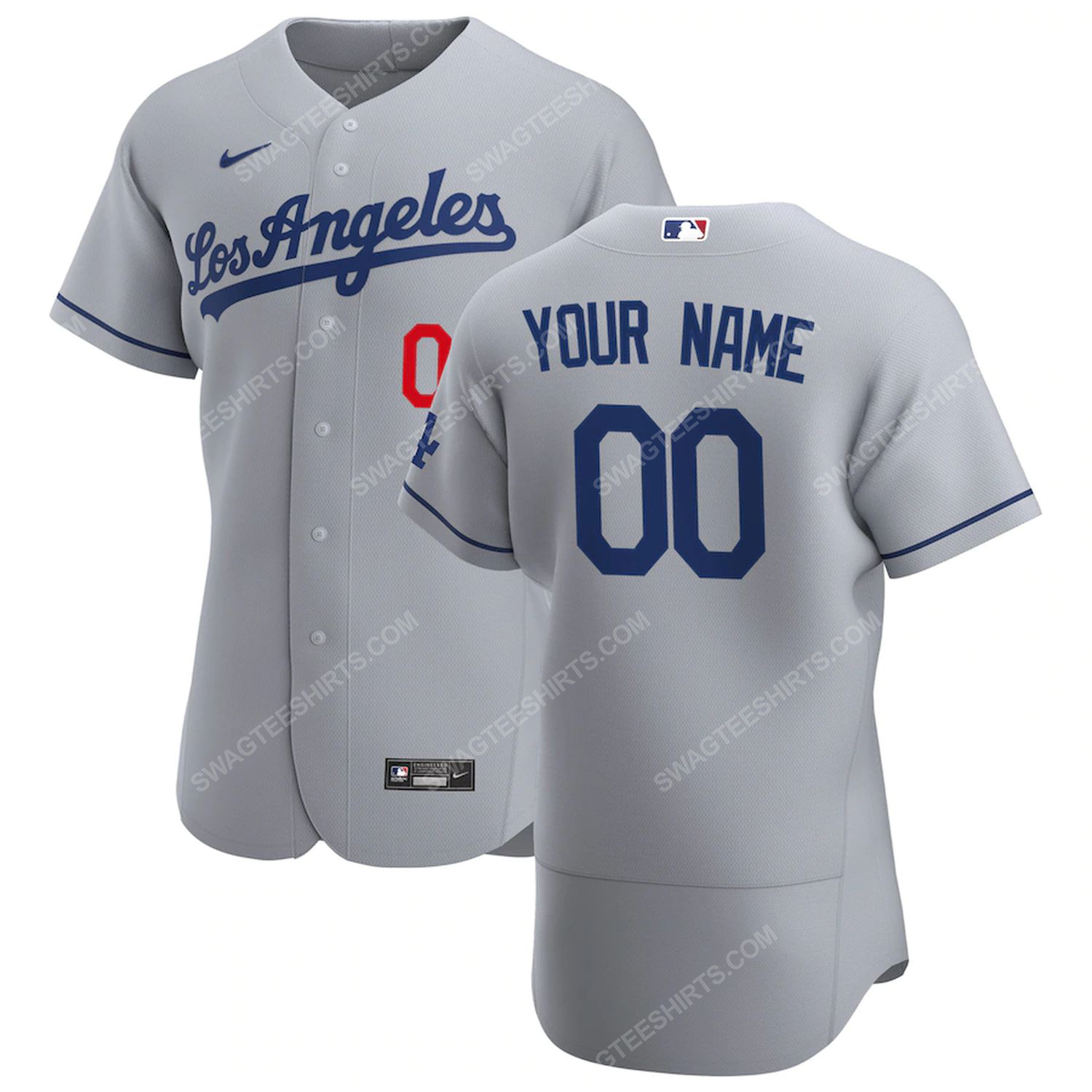 Personalized major league baseball los angeles dodgers baseball jersey-gray