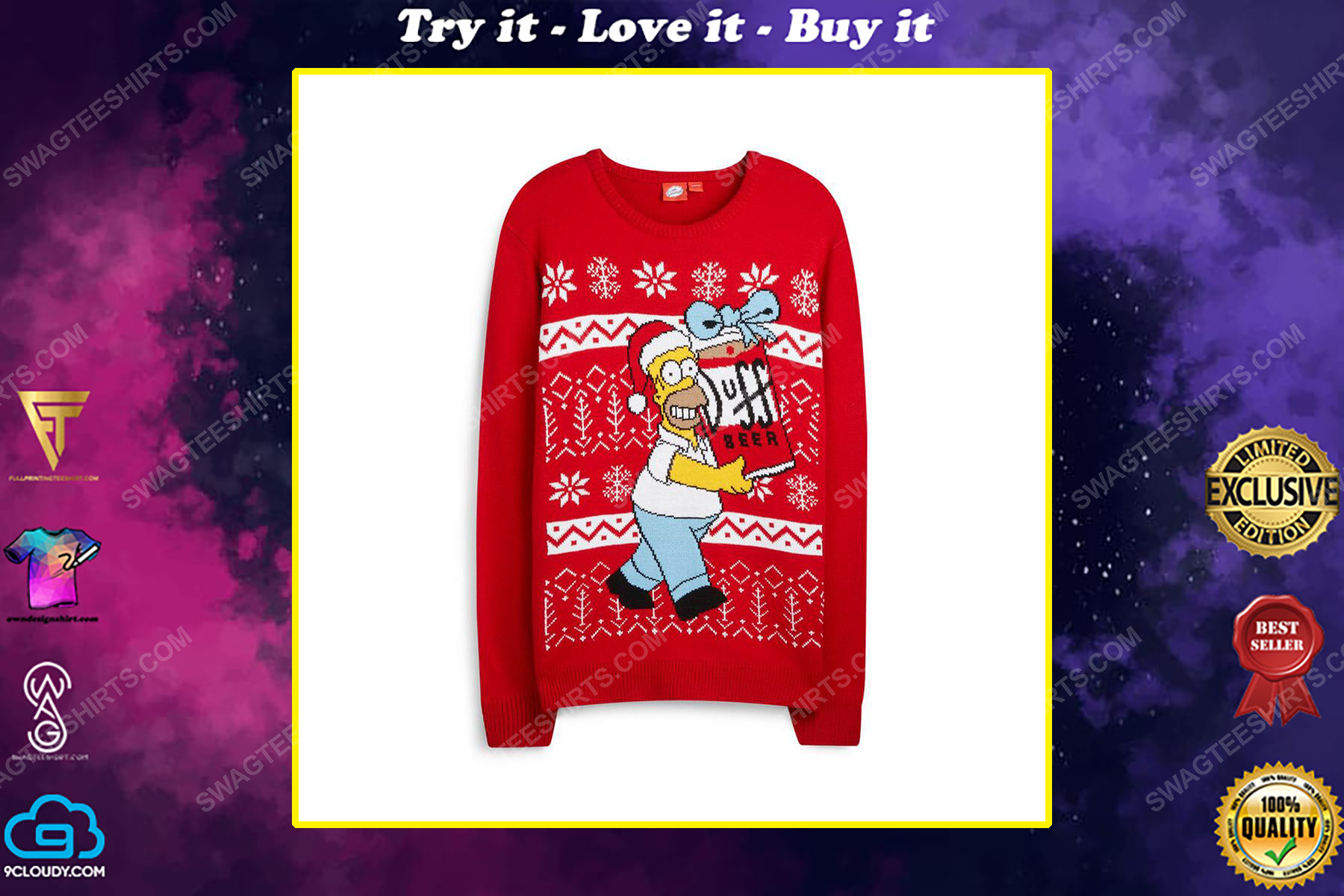 The simpsons full print ugly christmas sweater