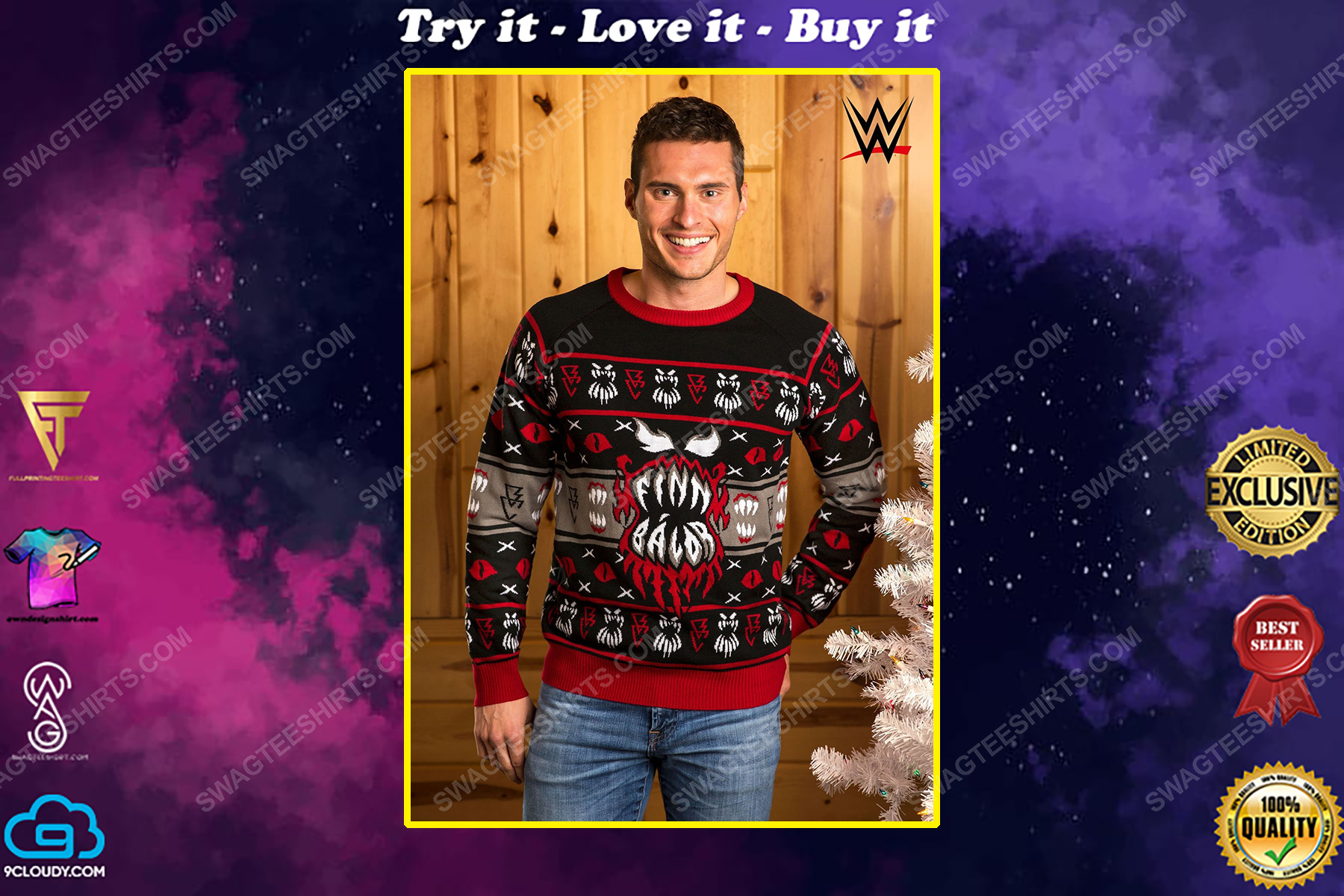 WWE finn balor full print ugly christmas sweater