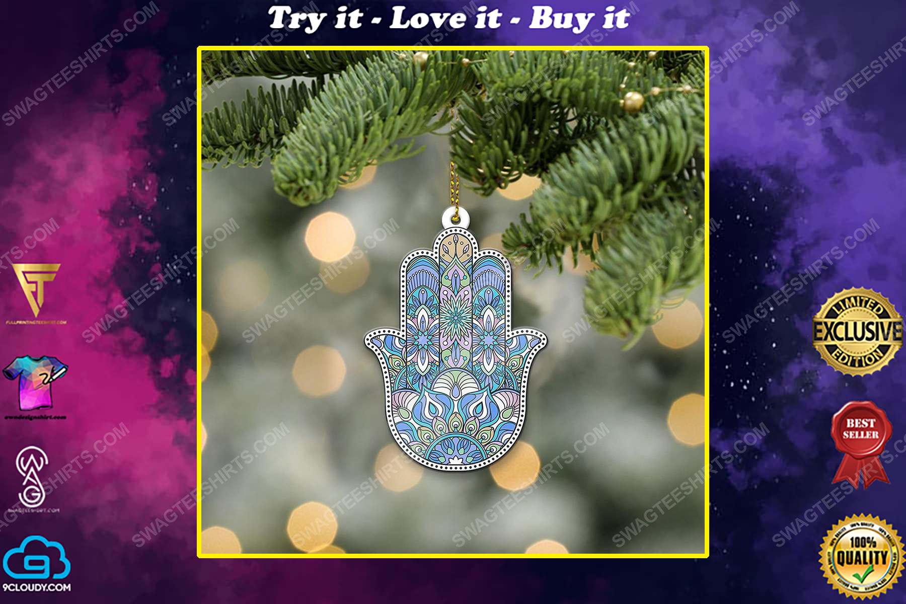 Blue hamsa christmas gift ornament