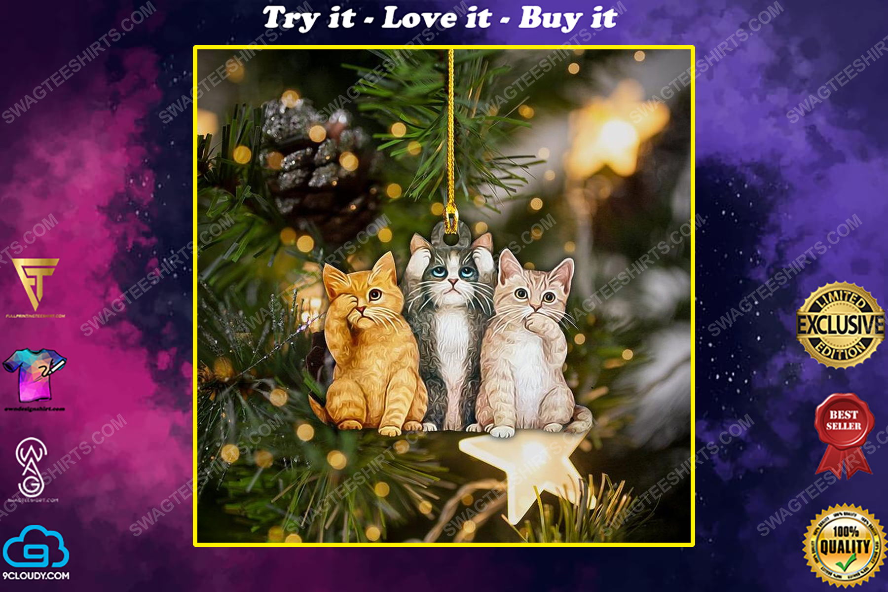 Cat lover christmas gift ornament