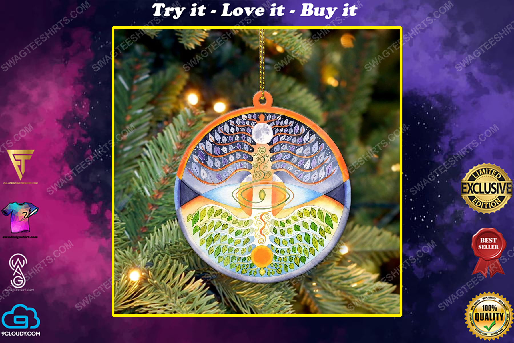 Cosmic tree of life christmas gift ornament