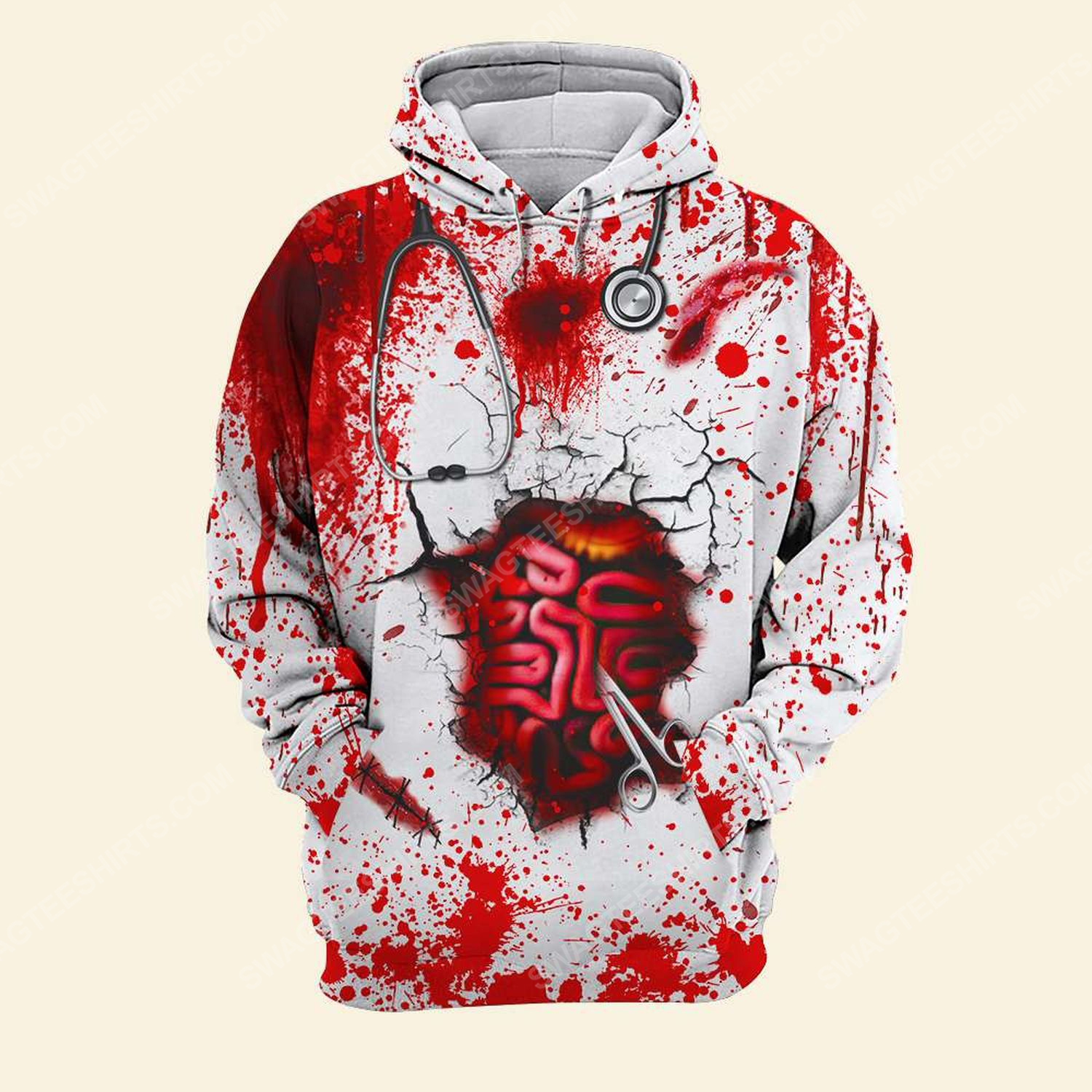 Halloween bloody you can't scare me worry me or intimidate me i've been a nurse far too long hoodie