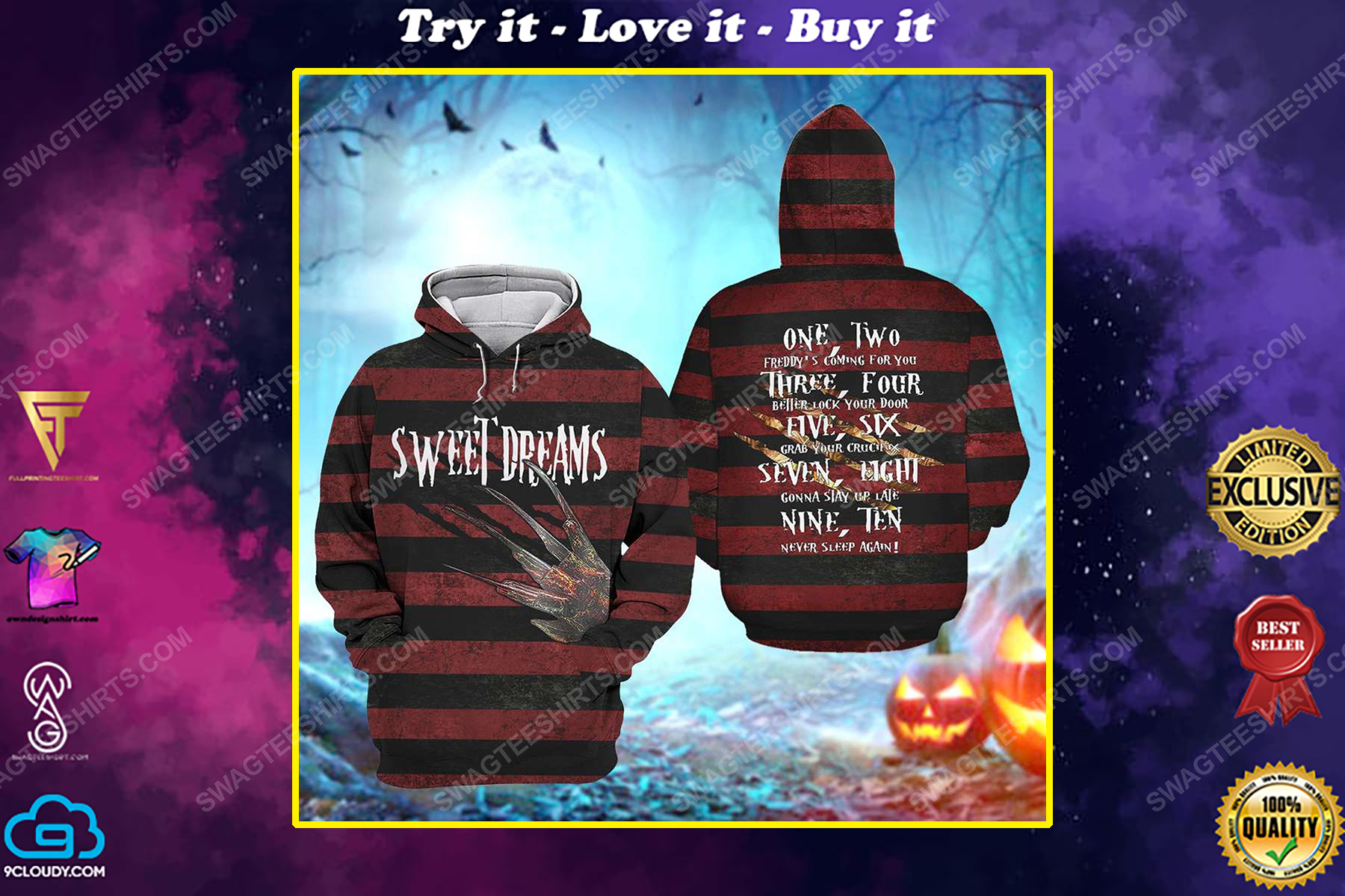 Halloween freddy's nightmares sweet dreams all over print shirt