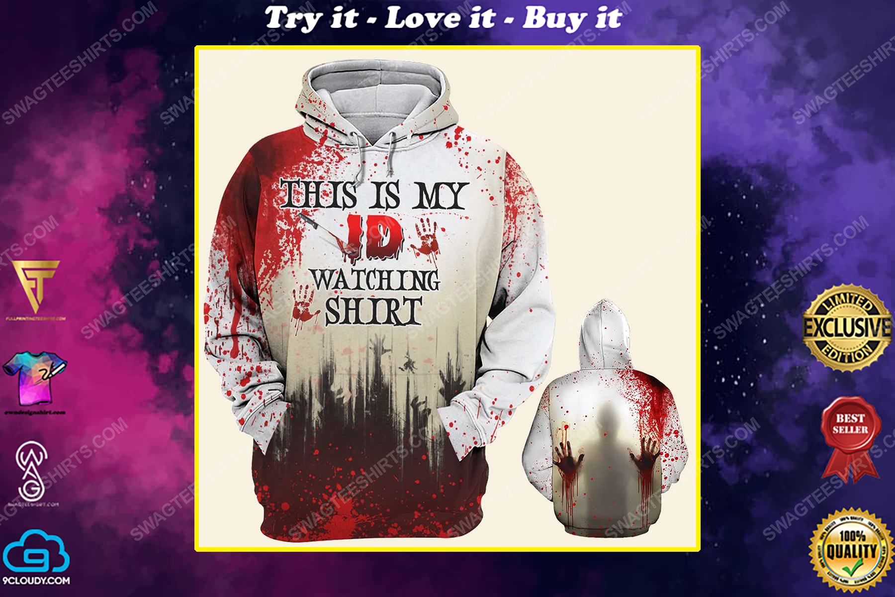 Halloween with blood crime this is my watching id shirt