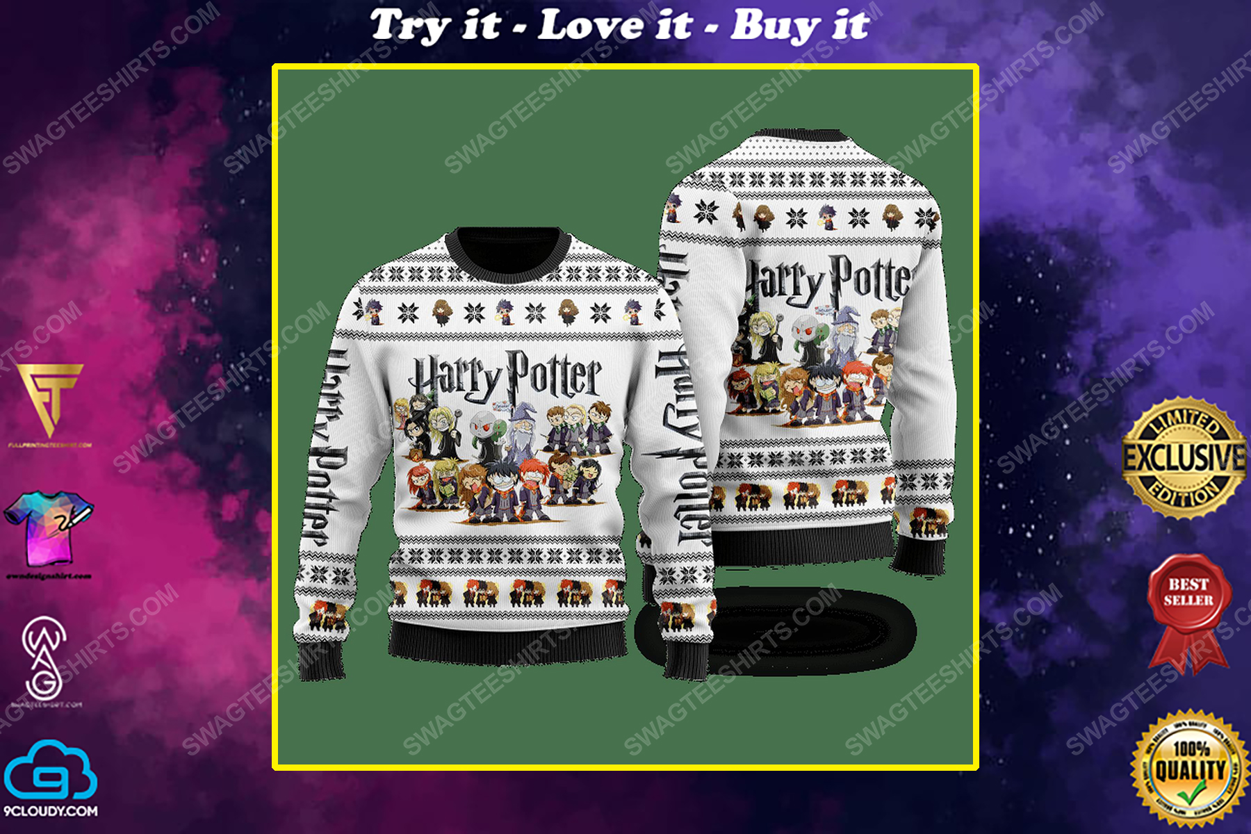 Harry potter chibi ugly christmas sweater 1