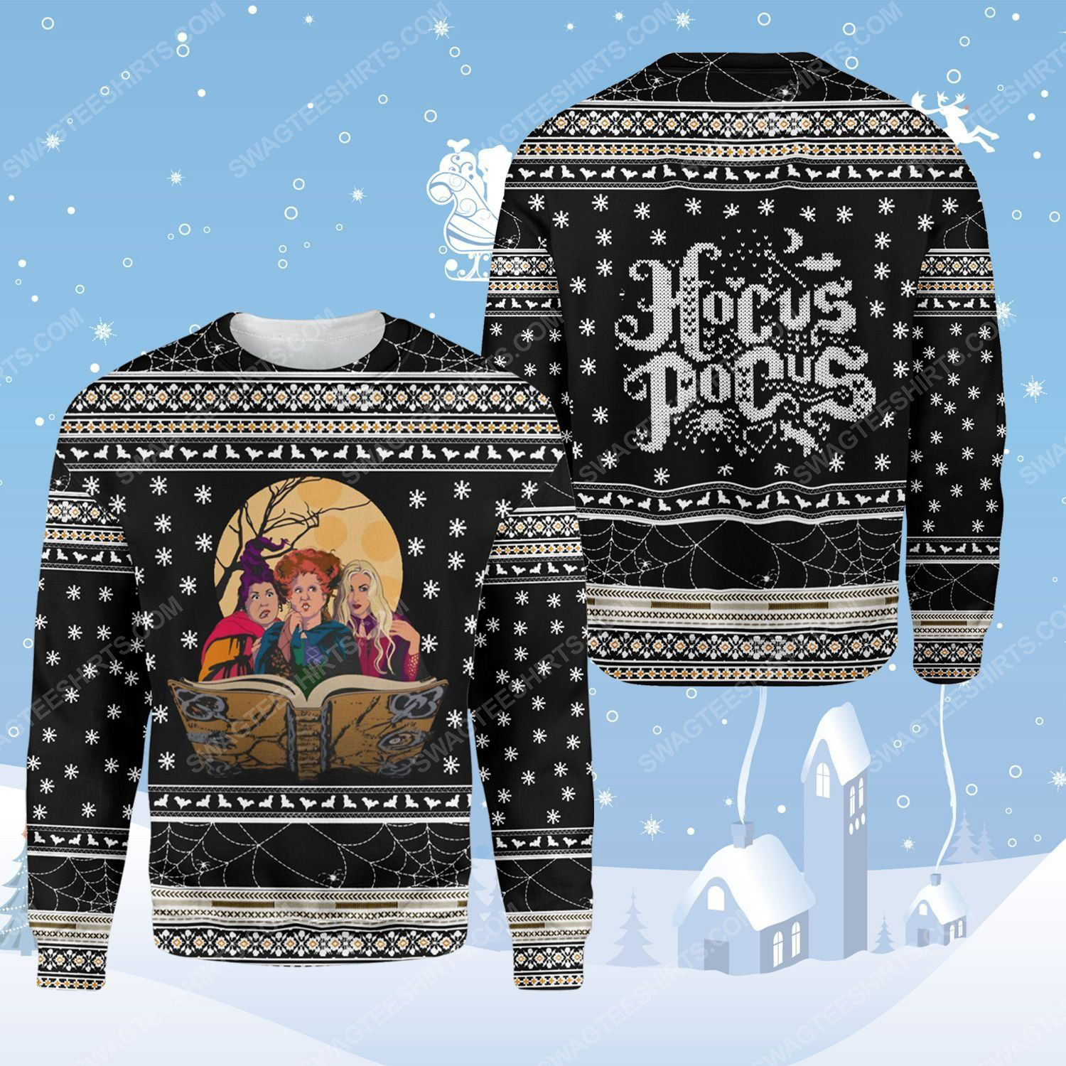 Hocus pocus witches ugly christmas sweater