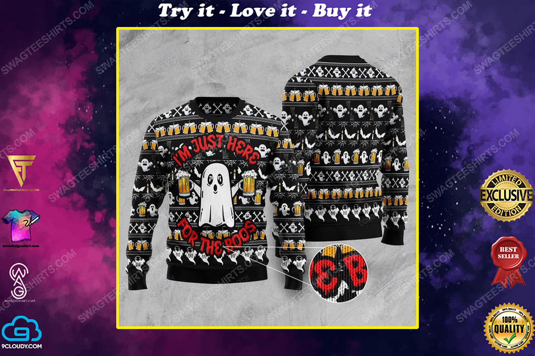 I'm just here for the boos ugly christmas sweater 1
