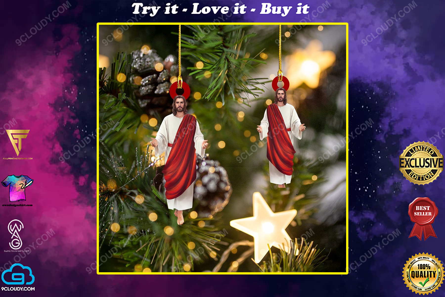 Jesus love us christmas gift ornament