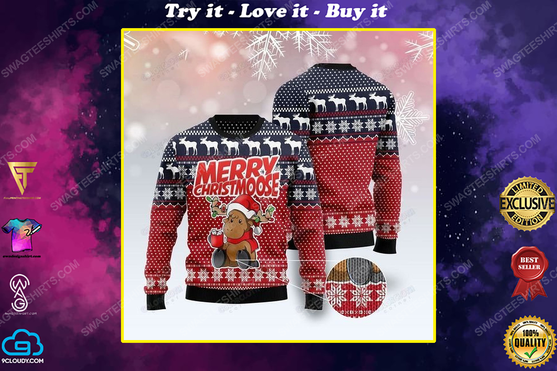 Merry christmoose merry christmas ugly christmas sweater 1