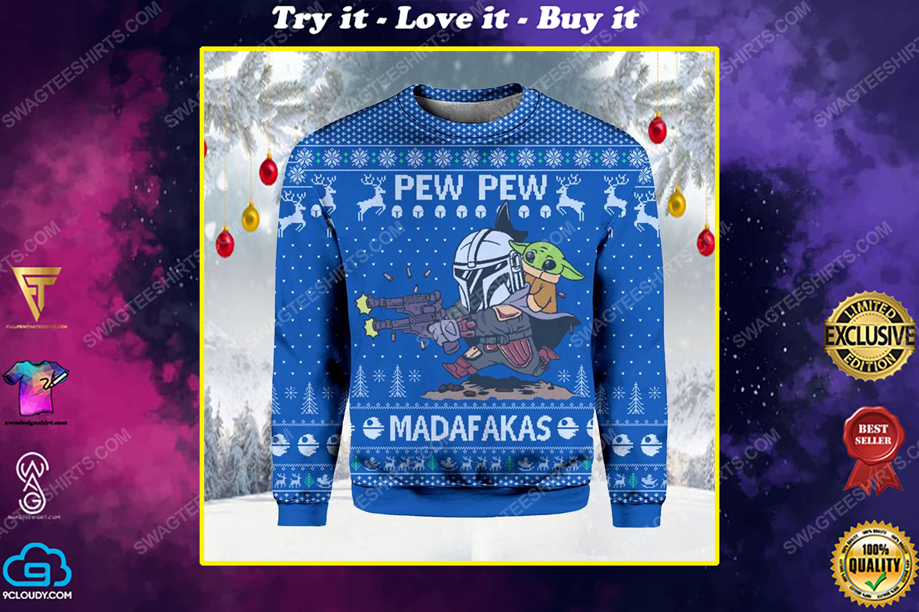 Pew pew madafakas star wars ugly christmas sweater 1