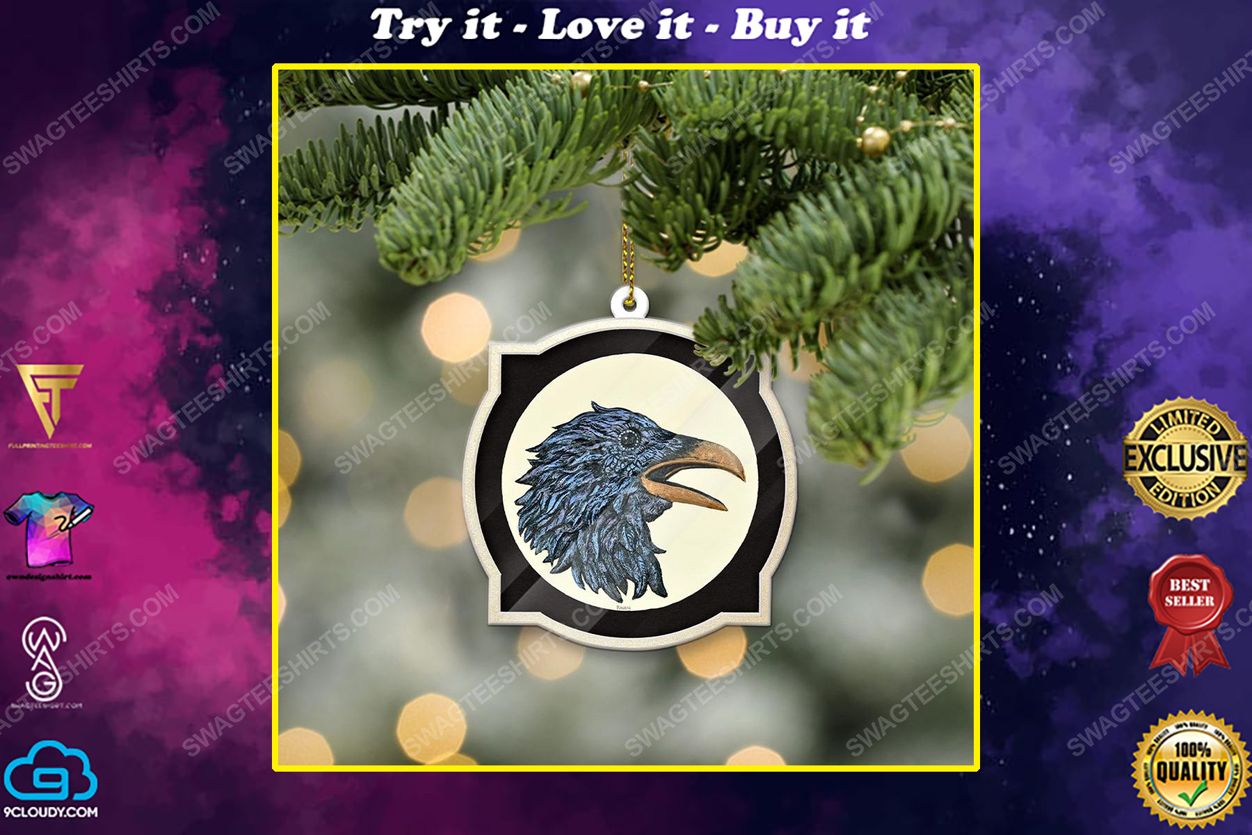 Raven viking christmas gift ornament