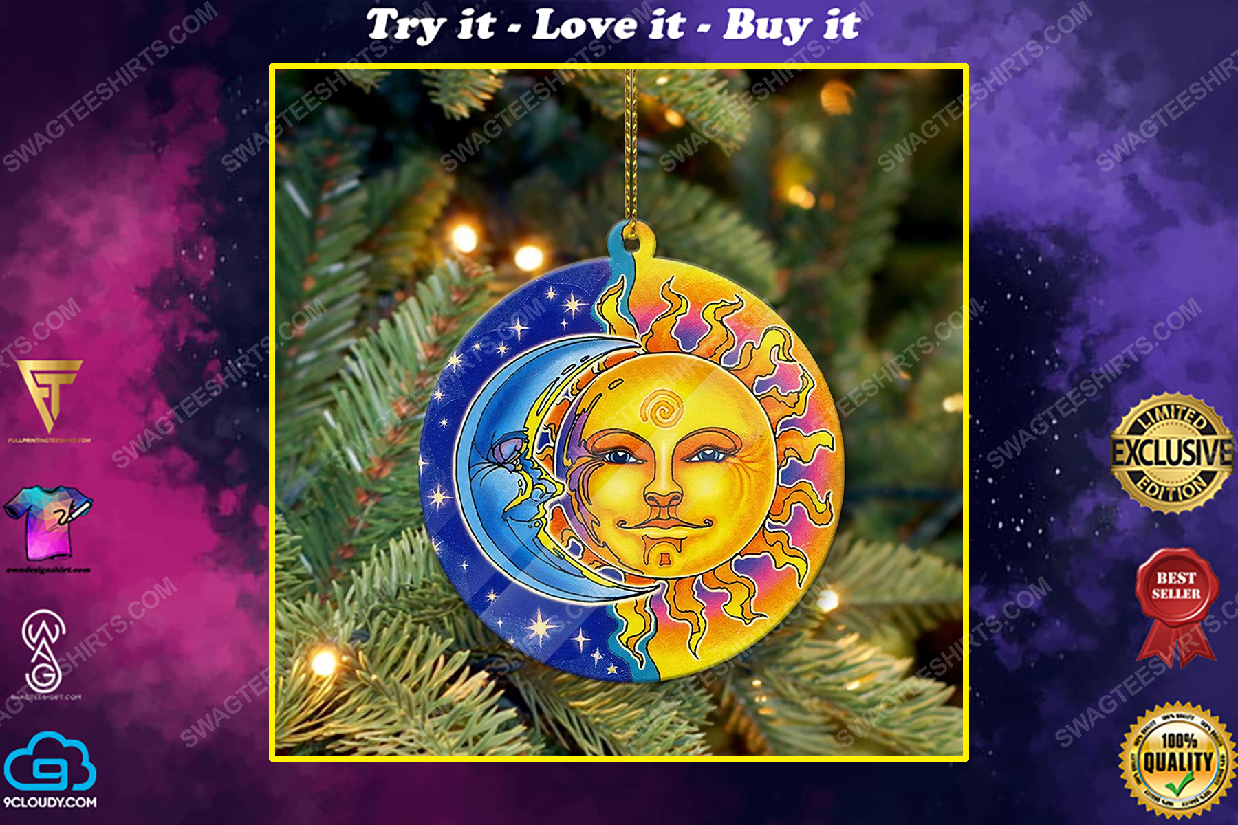 Sun and moon christmas gift ornament