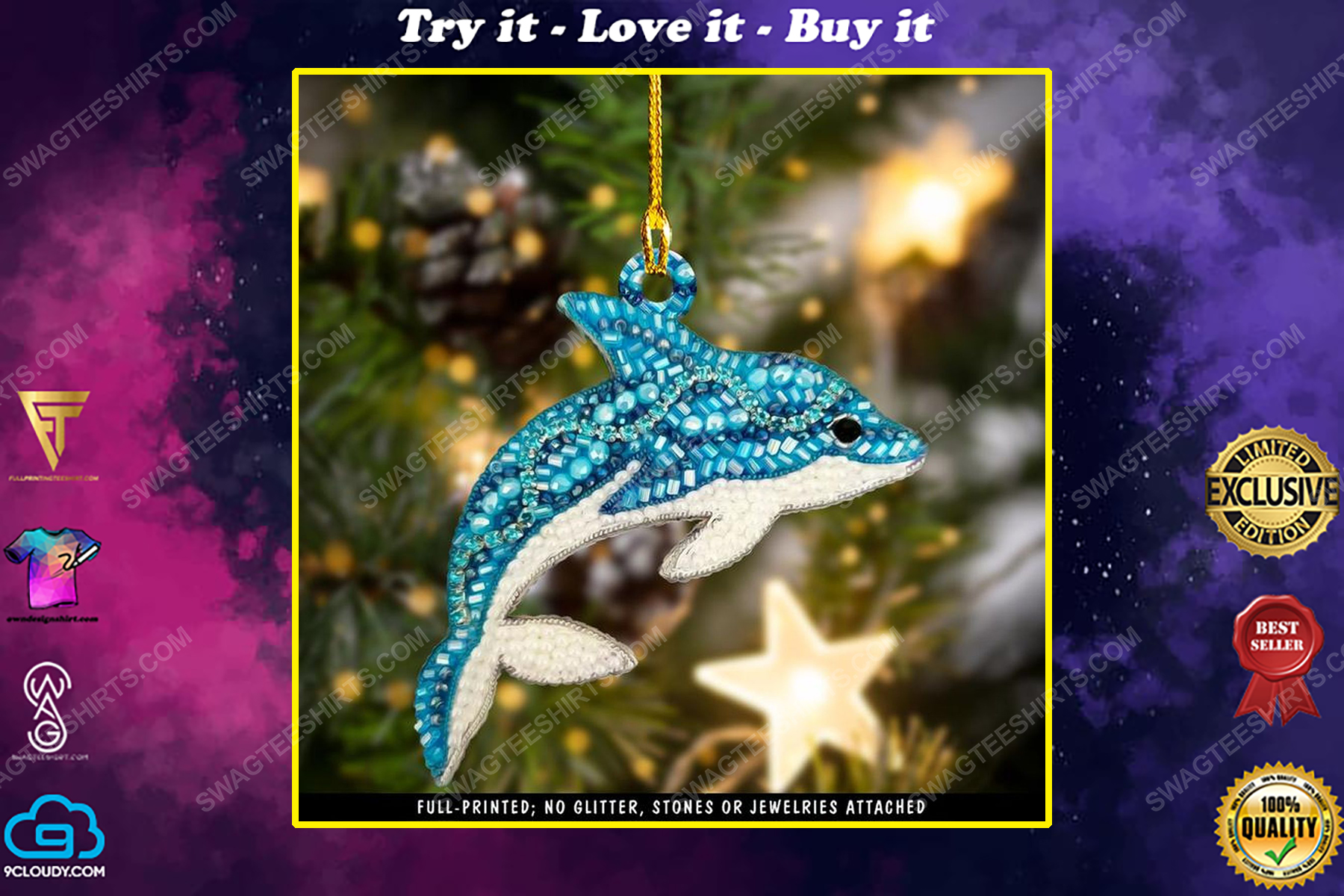 The dolphin christmas gift ornament