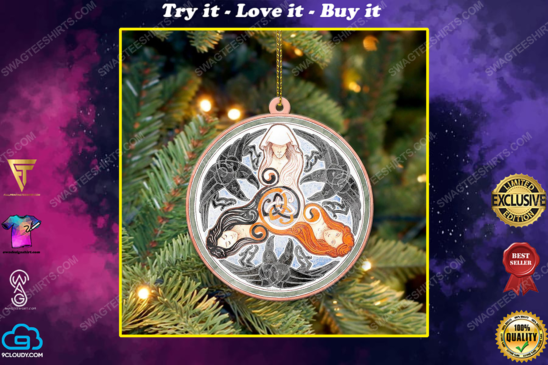 Wiccan witch symbol christmas gift ornament