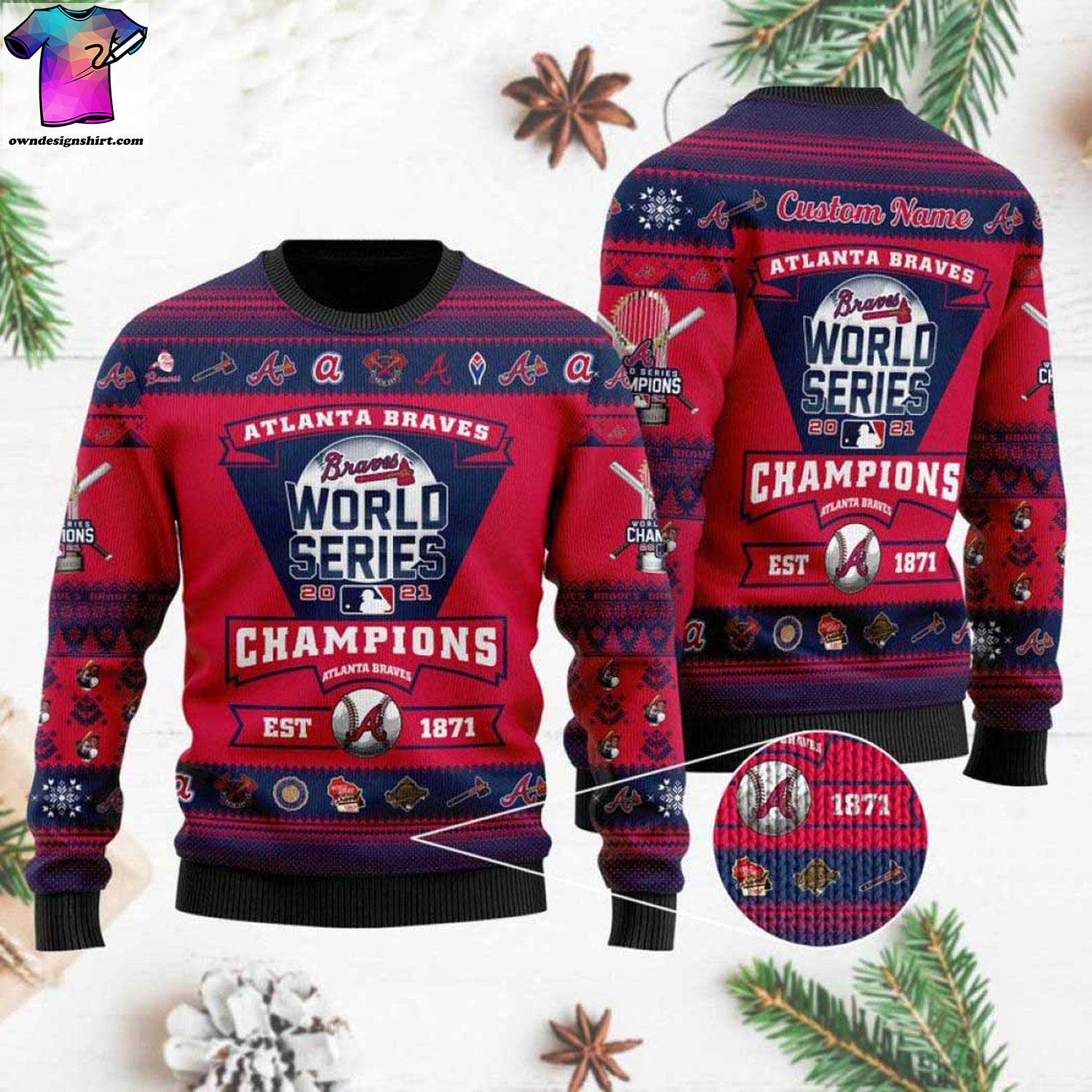 Atlanta braves 2021 world series ugly christmas sweater