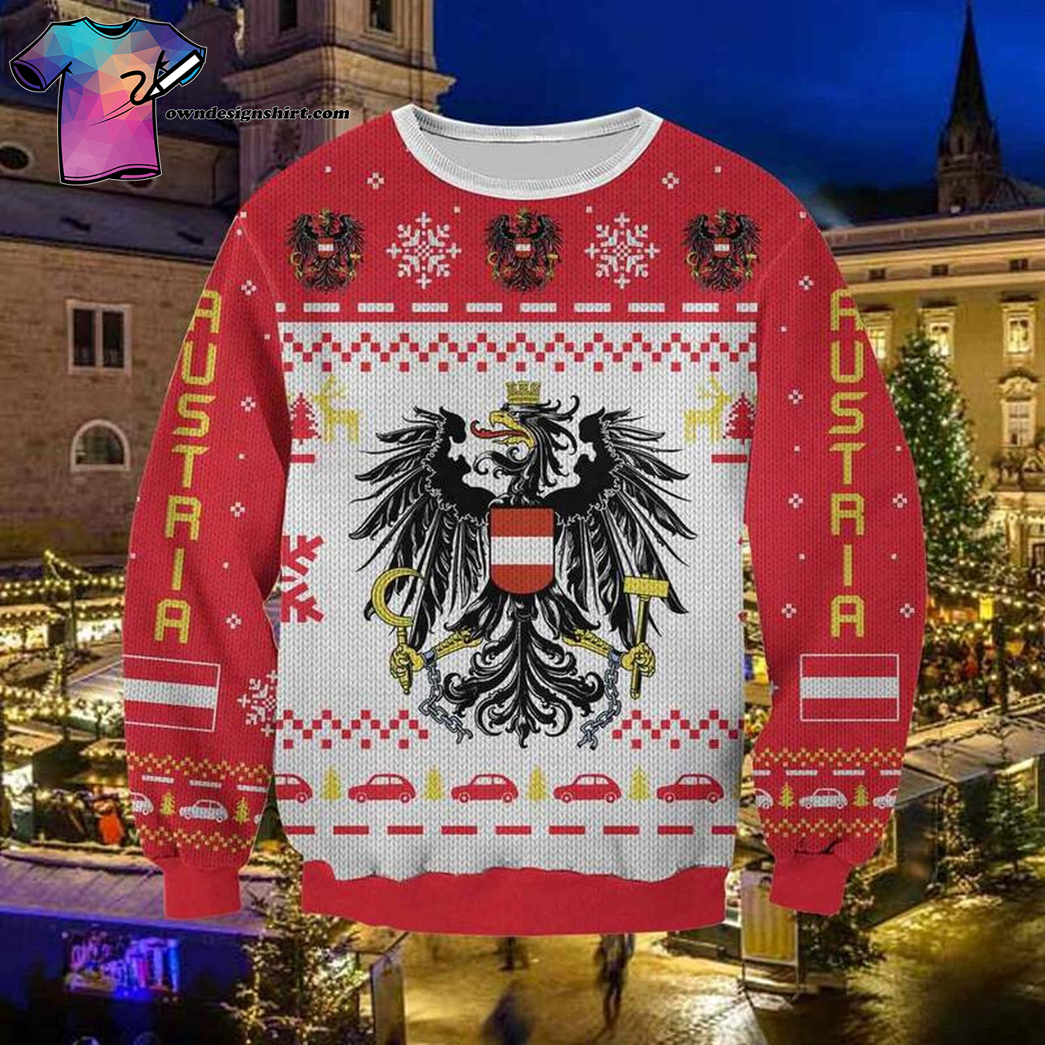 Austria All Over Printed Ugly Christmas Sweater
