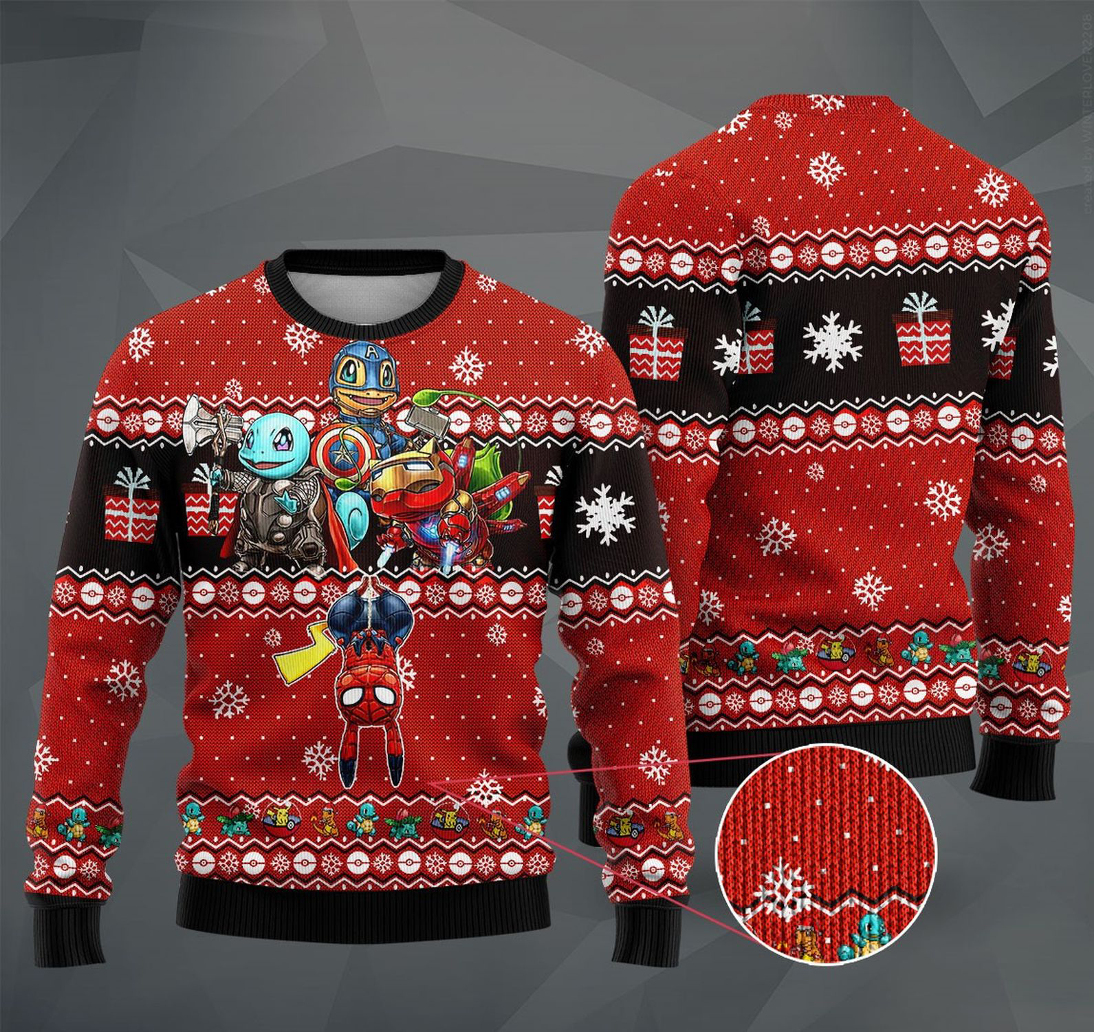[The best selling] Avengers pokemon marvel ugly christmas sweater
