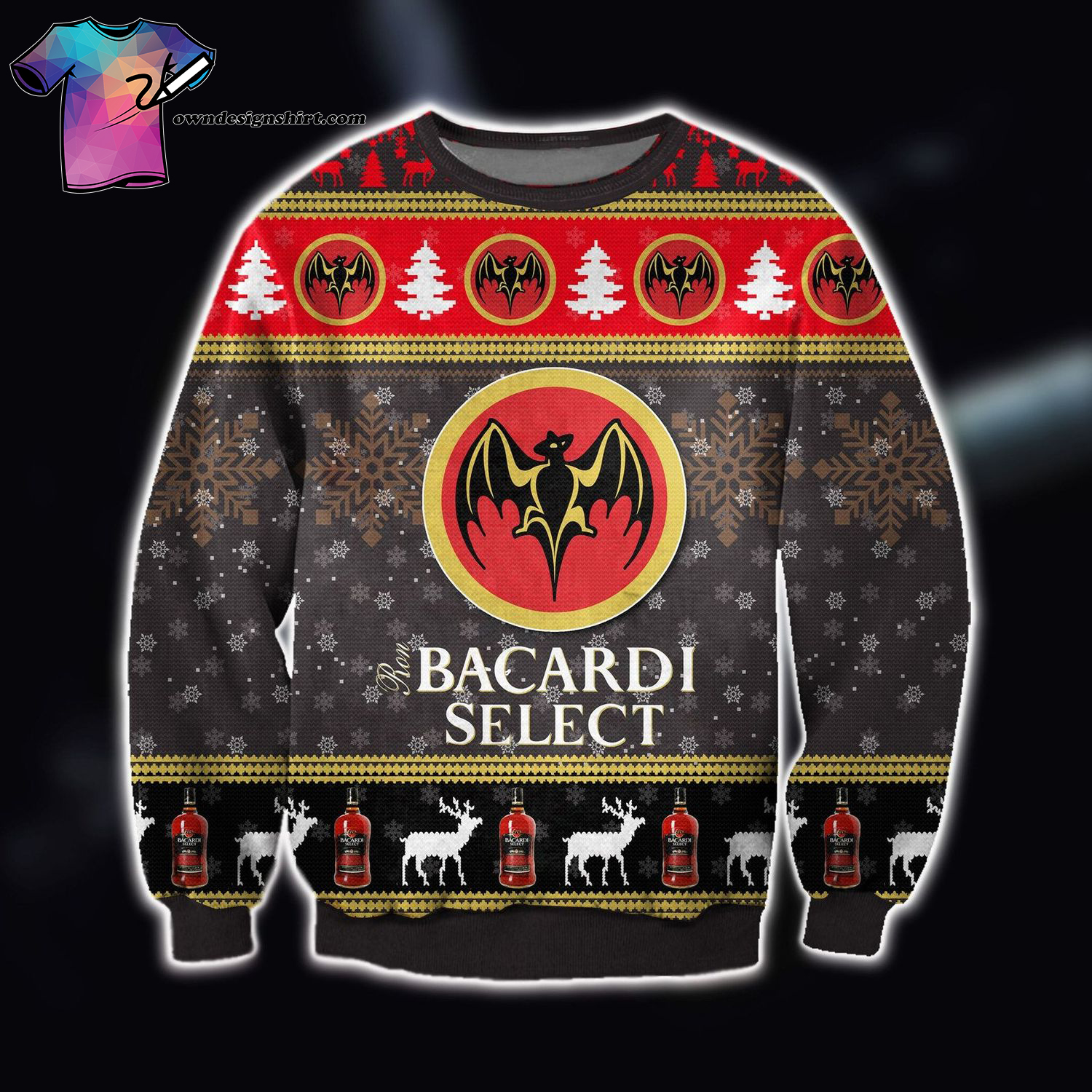 Bacardi Select Rum All Over Print Ugly Christmas Sweater
