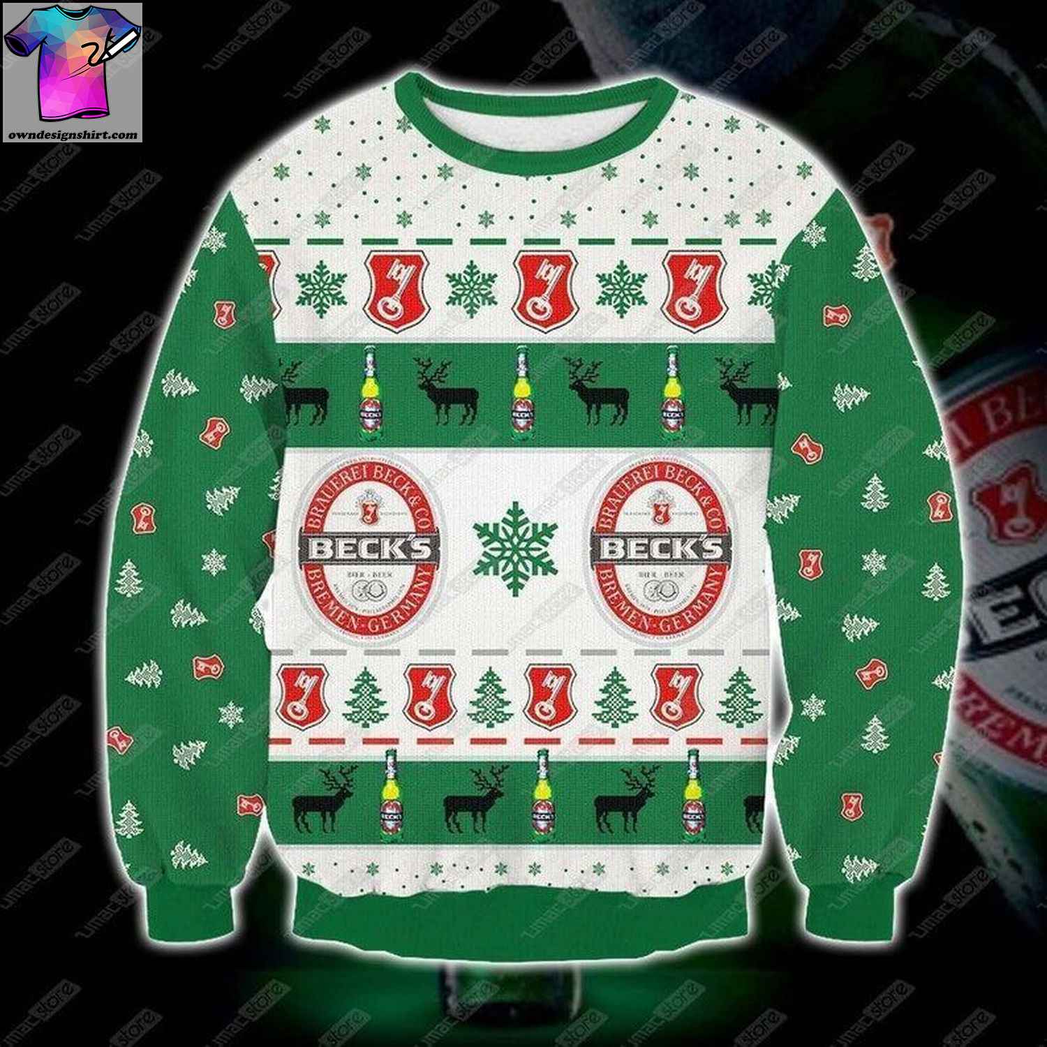 Beck's brewery beer ugly christmas sweater