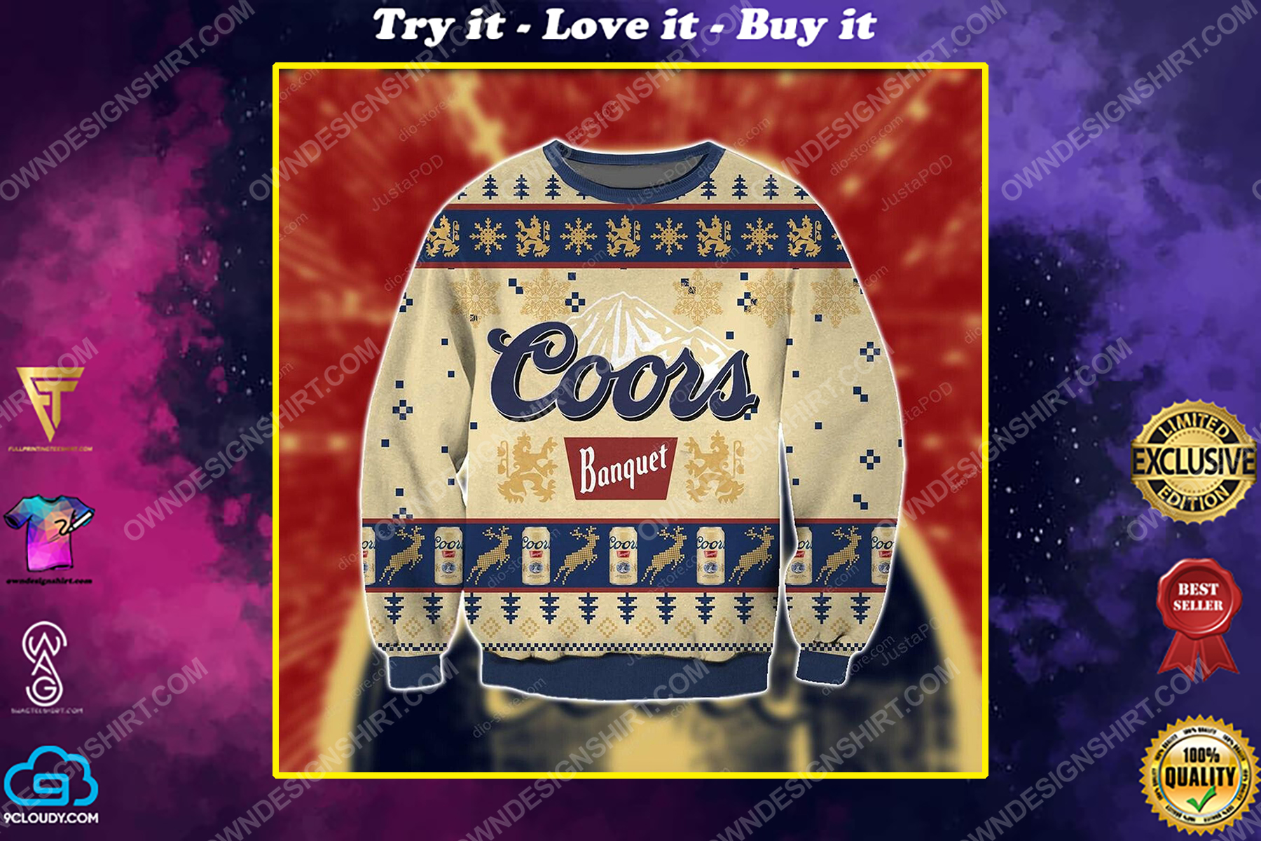 Coors banquet beer christmas gift ugly christmas sweater