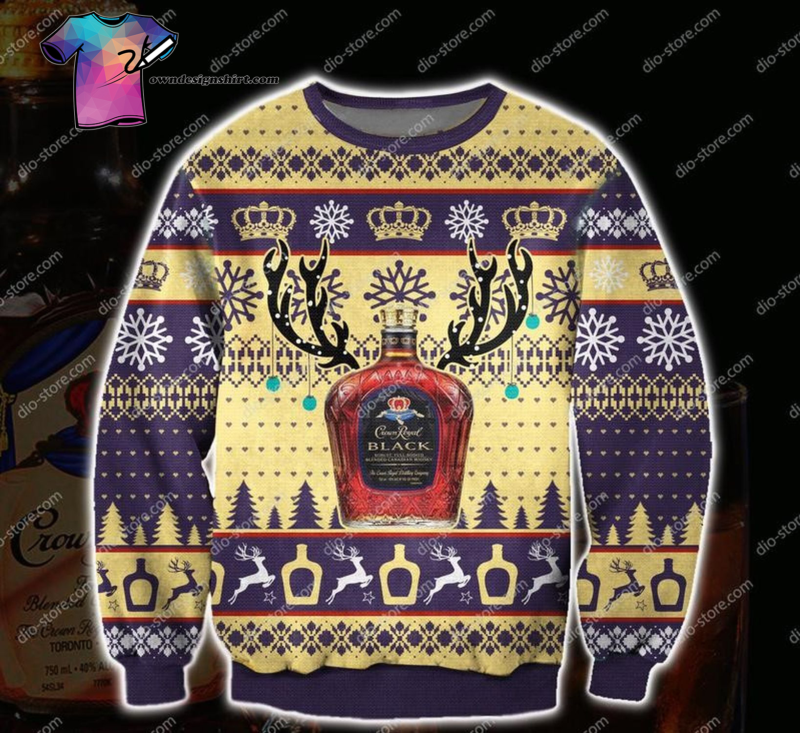 Crown Royal All Over Printed Ugly Christmas Sweater