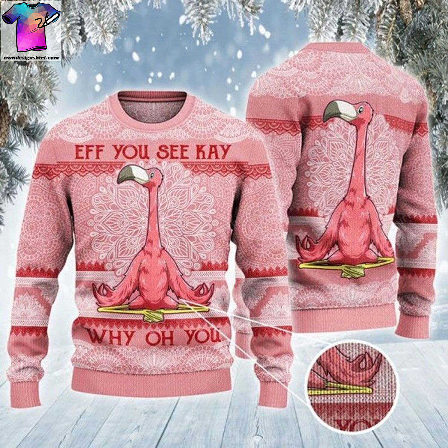 Flamingo eff you see kay ugly christmas sweater