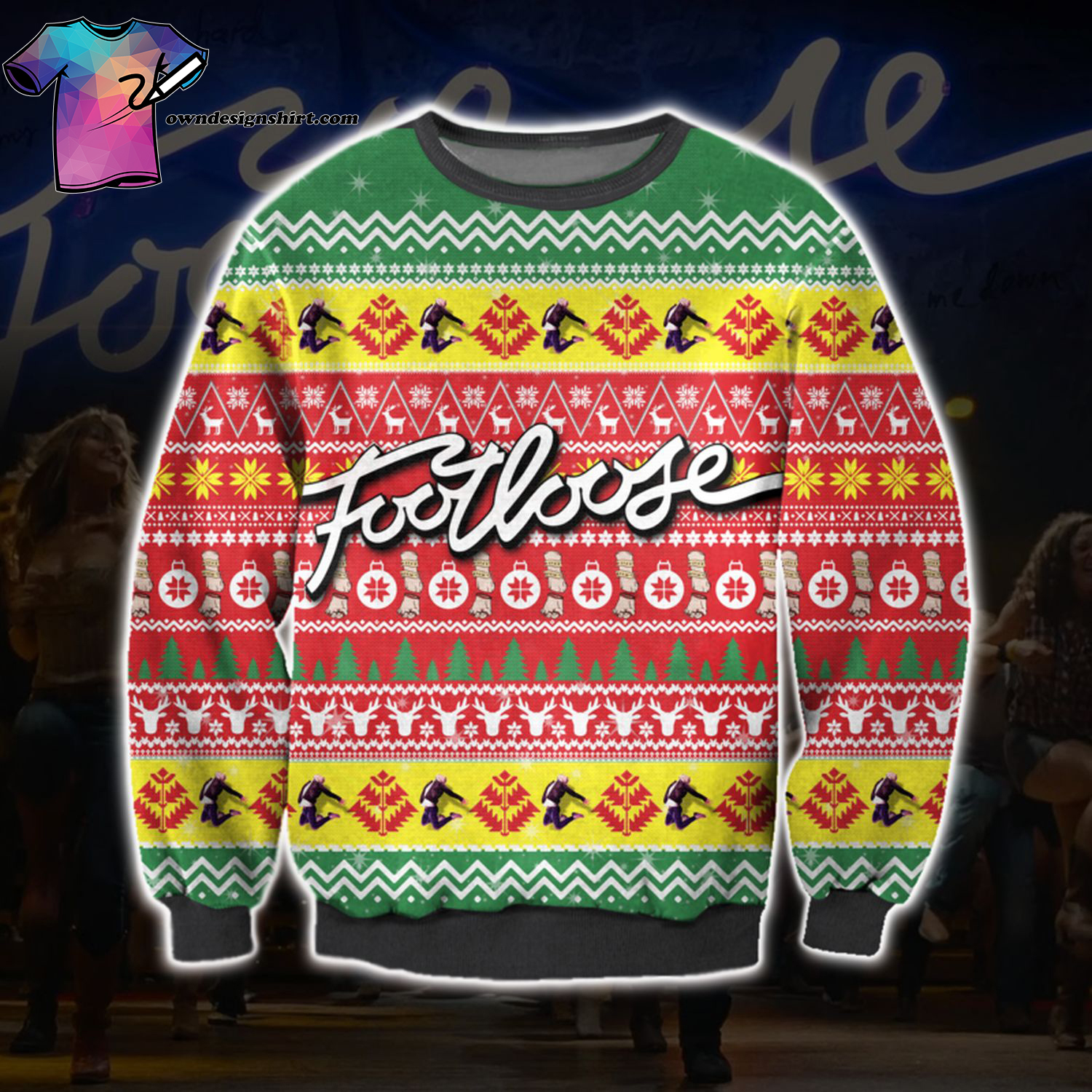 Footloose All Over Printed Ugly Christmas Sweater