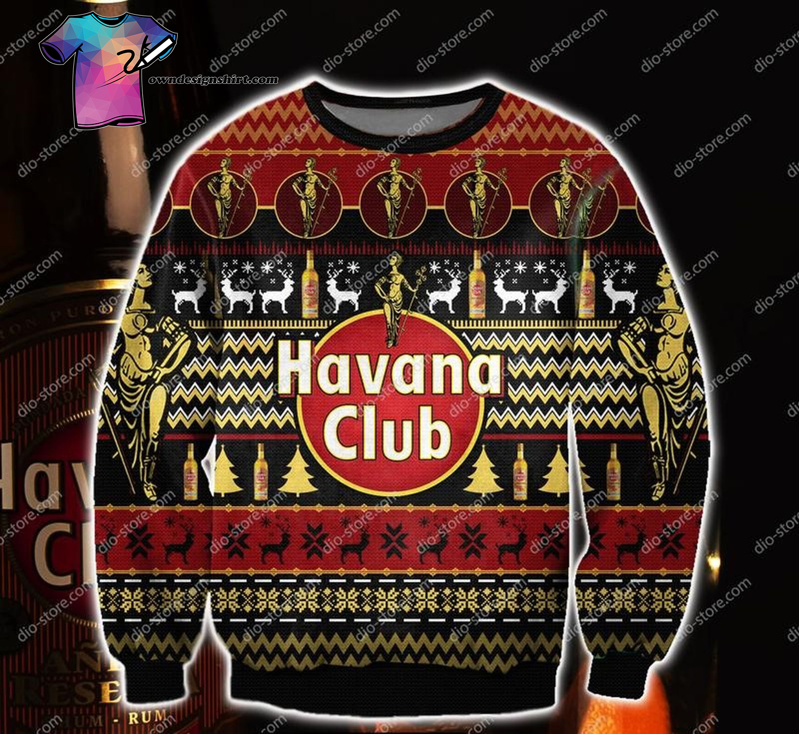 Havana Club Rum All Over Printed Ugly Christmas Sweater